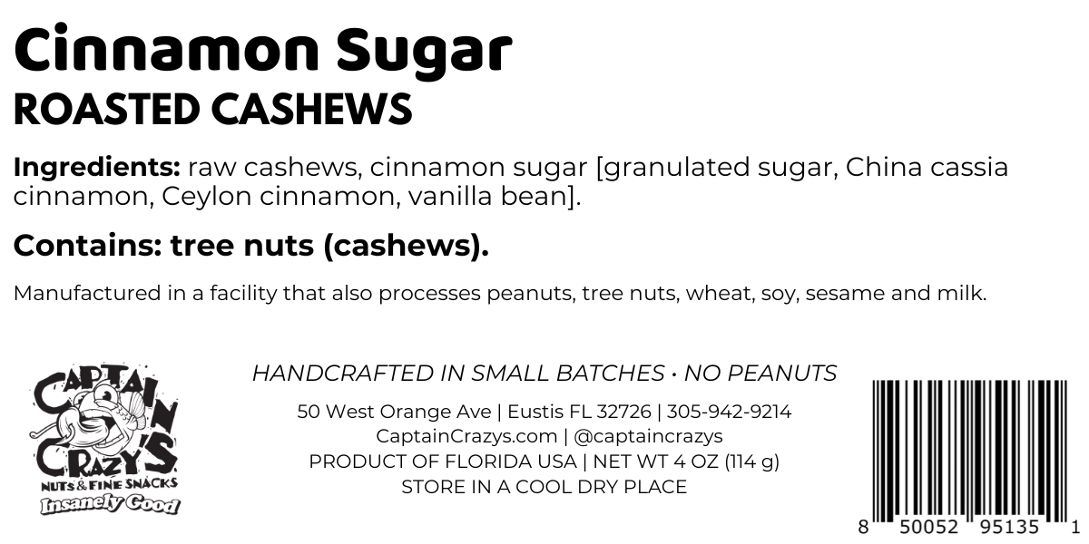 Cinnamon Sugar Roasted Cashews