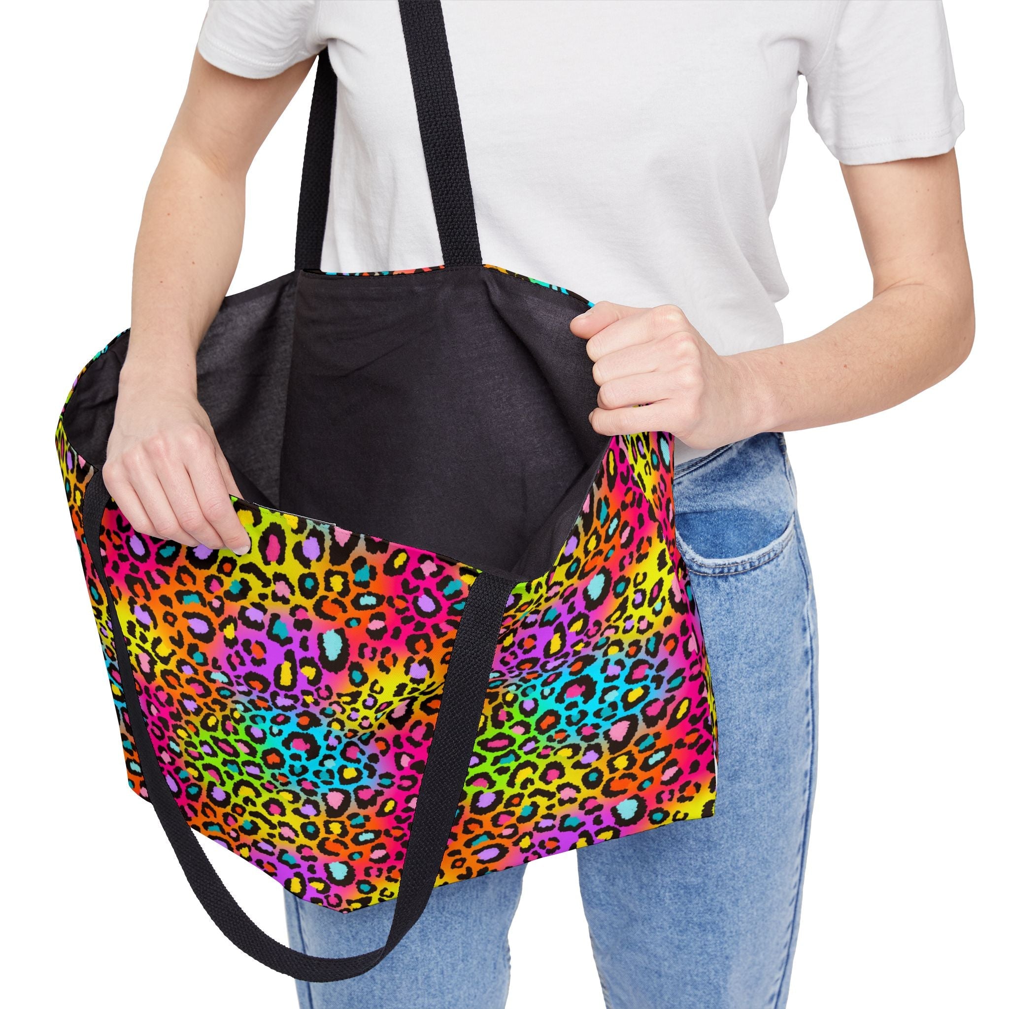 Bespattered Facade Neon Leopard Weekender Beach Tote Bag