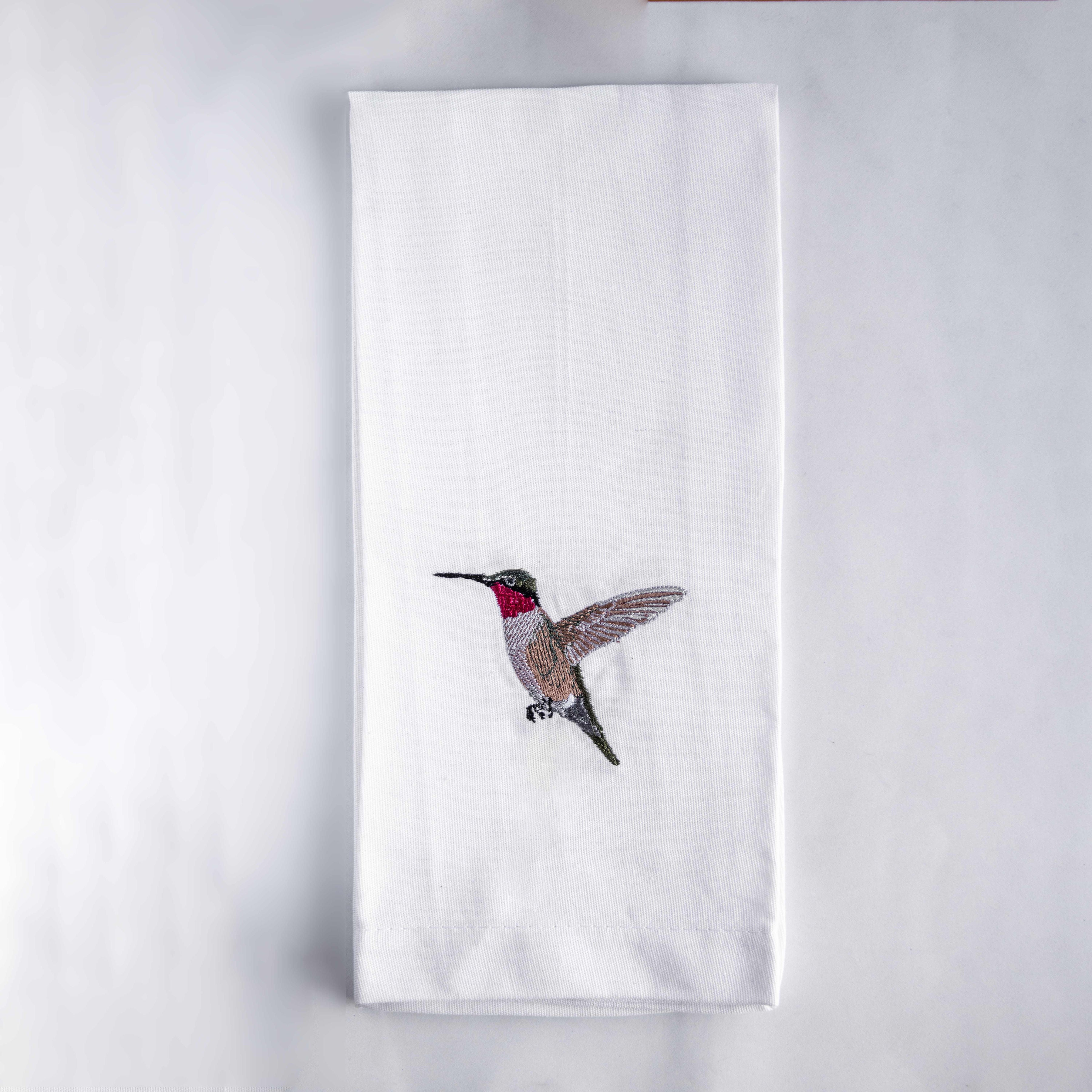 Bird Embroidered Cotton Tea Towels - Handmade Kitchen Gift