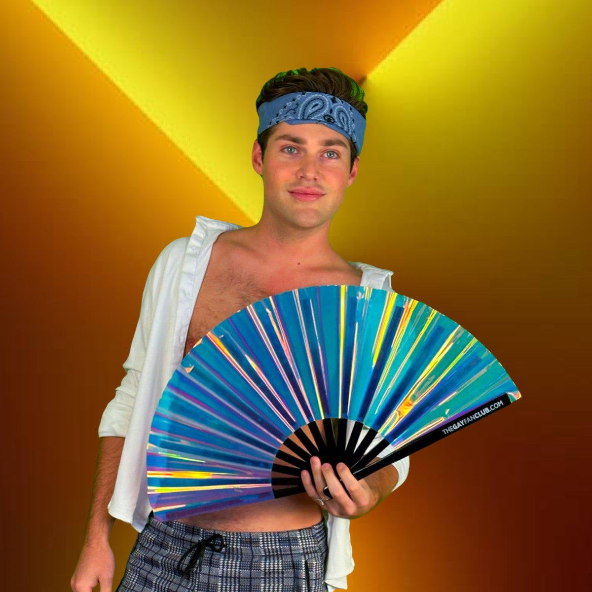 Iridescent Holographic Hand Fan