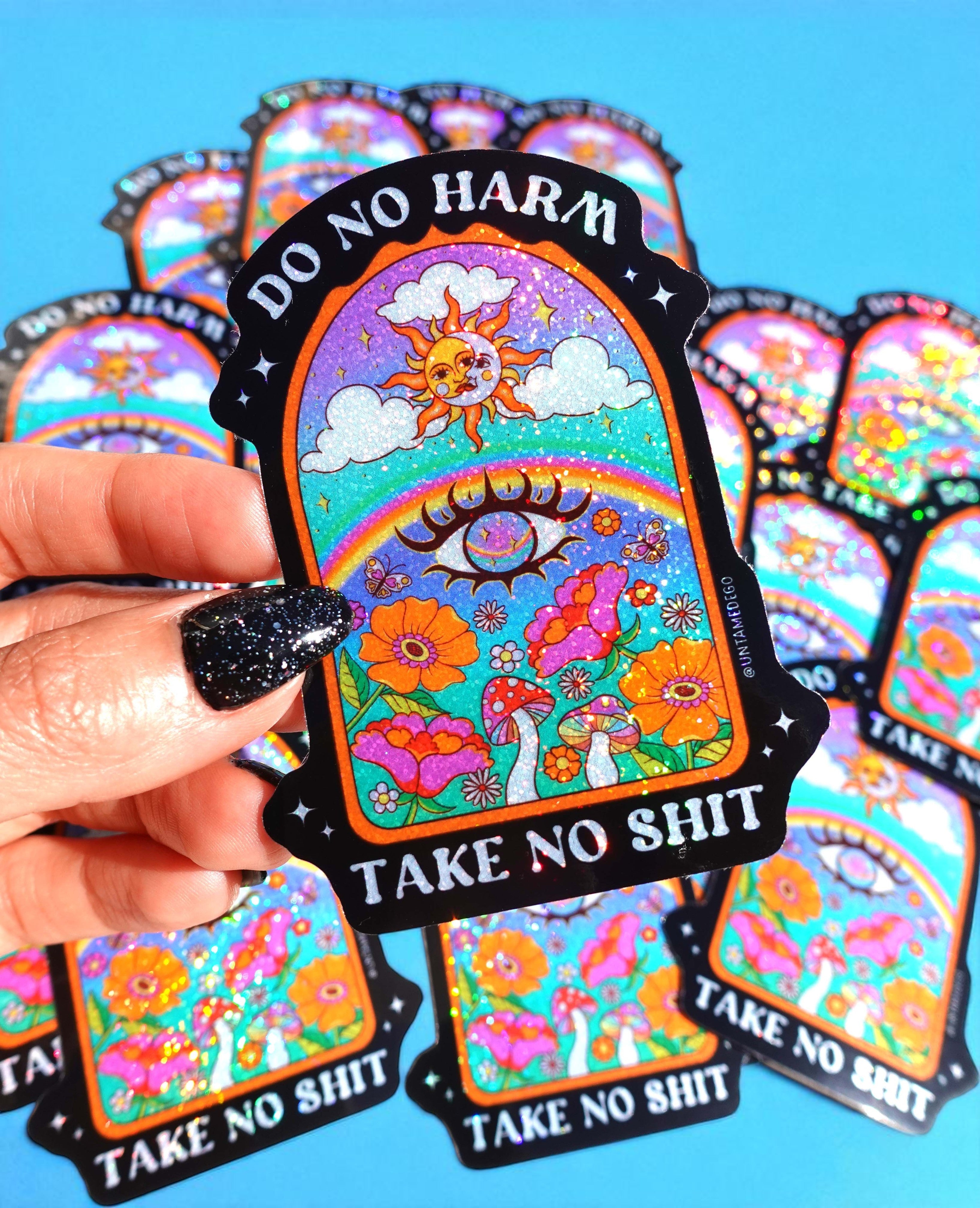 Do No Harm Take No Shit Vinyl Glitter Vinyl Sticker