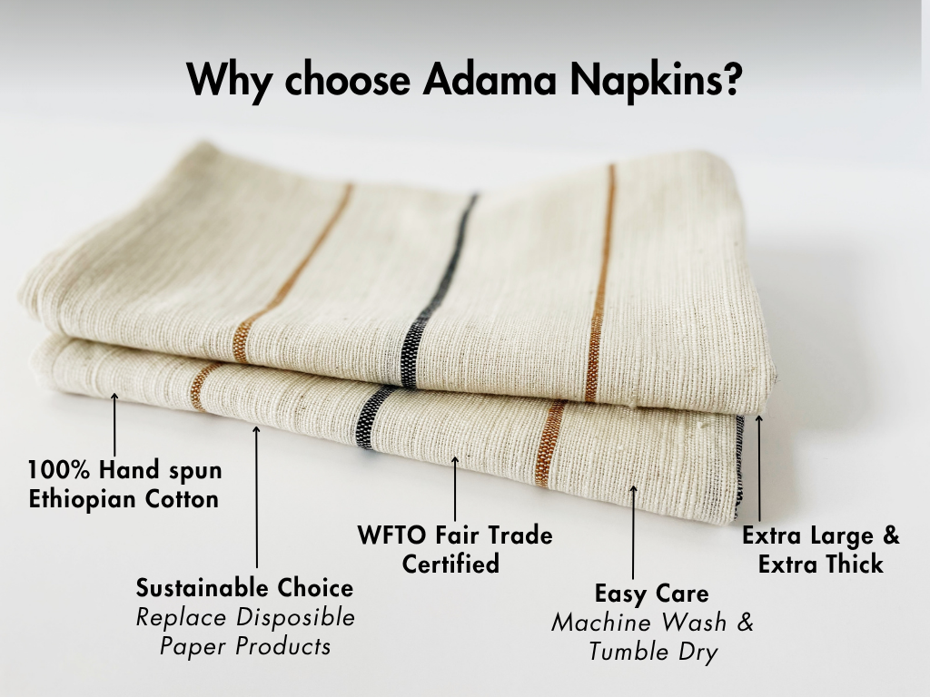 Adama Handwoven Ethiopian Cotton Napkins | Set of 2