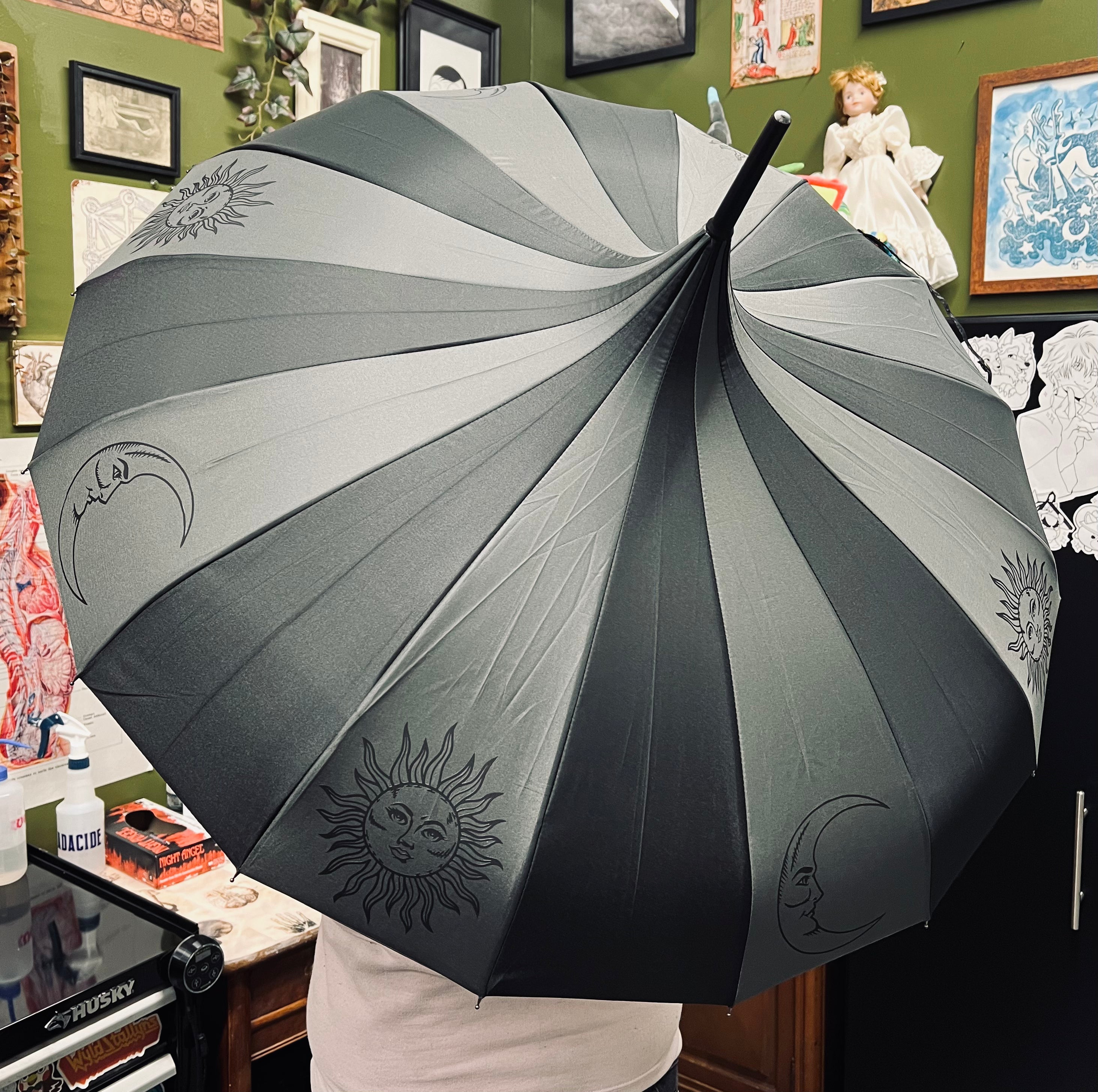 Charcoal Sun and Moon Umbrella