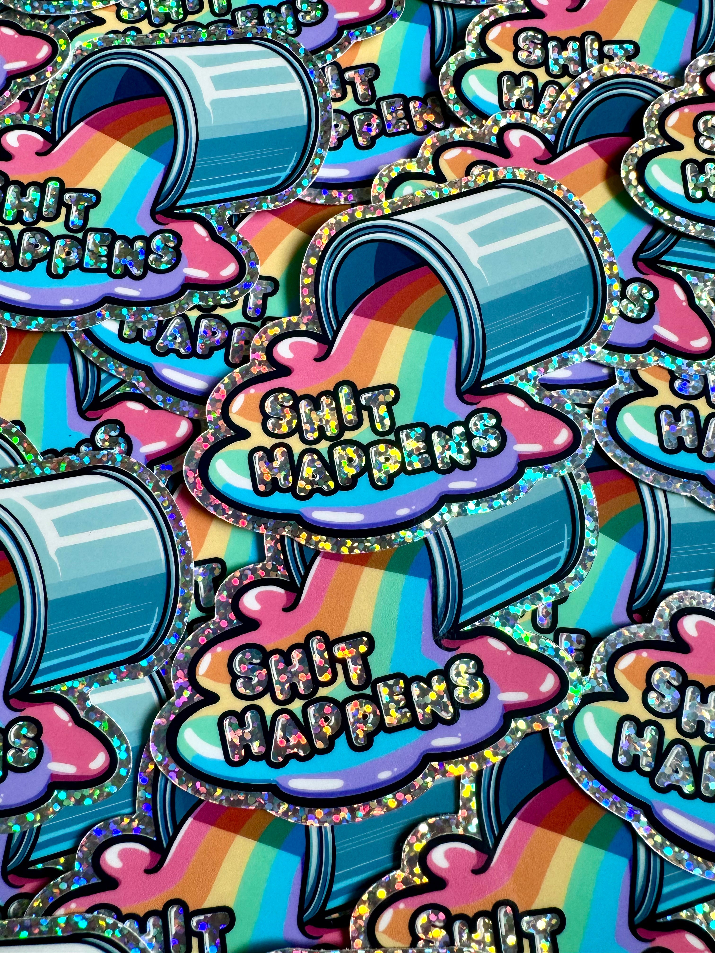 Bespattered Facade "Stuff Happens" Holographic Glitter Sticker