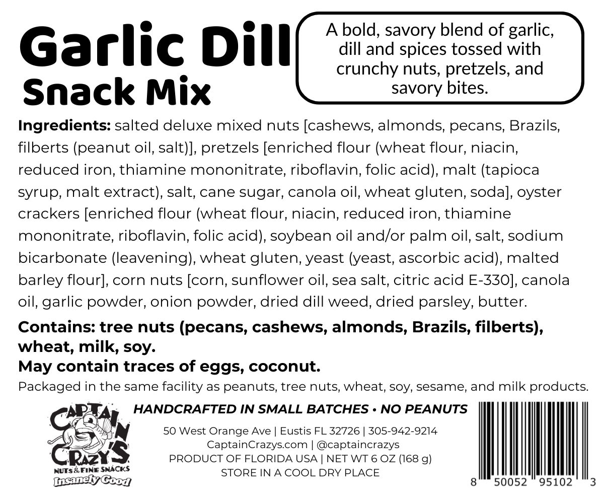 Garlic Dill Nutty Snack Mix