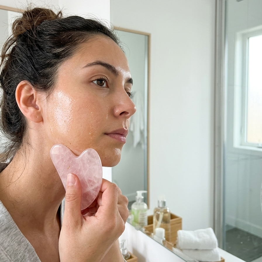 Rose Quartz Gua Sha Facial Massaging Stone