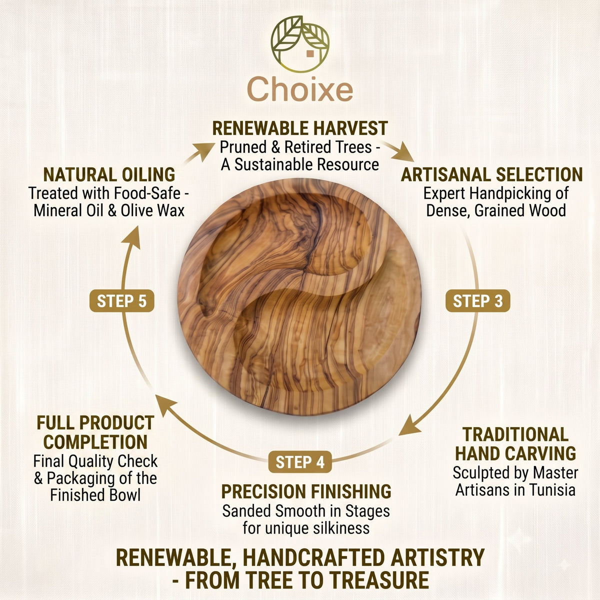 Mediterranean Olive Wood Yin-Yang Charcuterie & Tapas Plate (7 in)