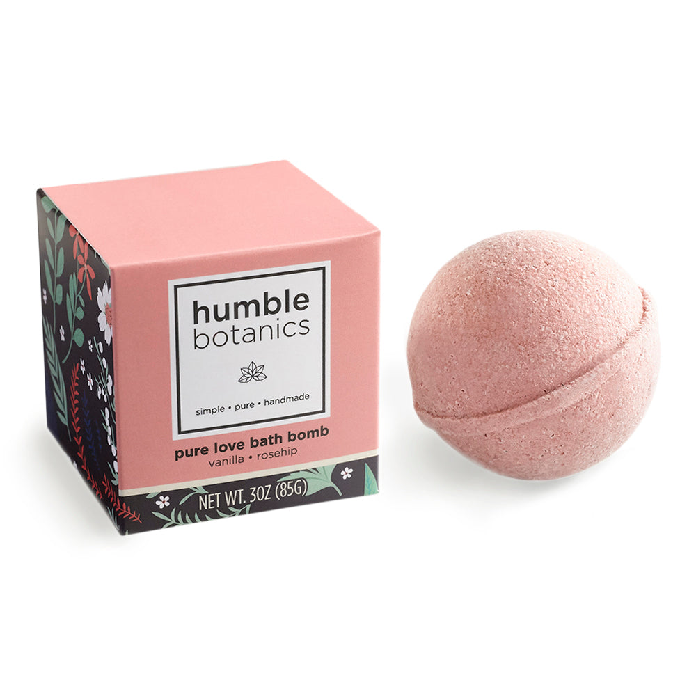 Pure Love Bath Bomb – Vanilla, Rosehip & Rose Clay Bliss