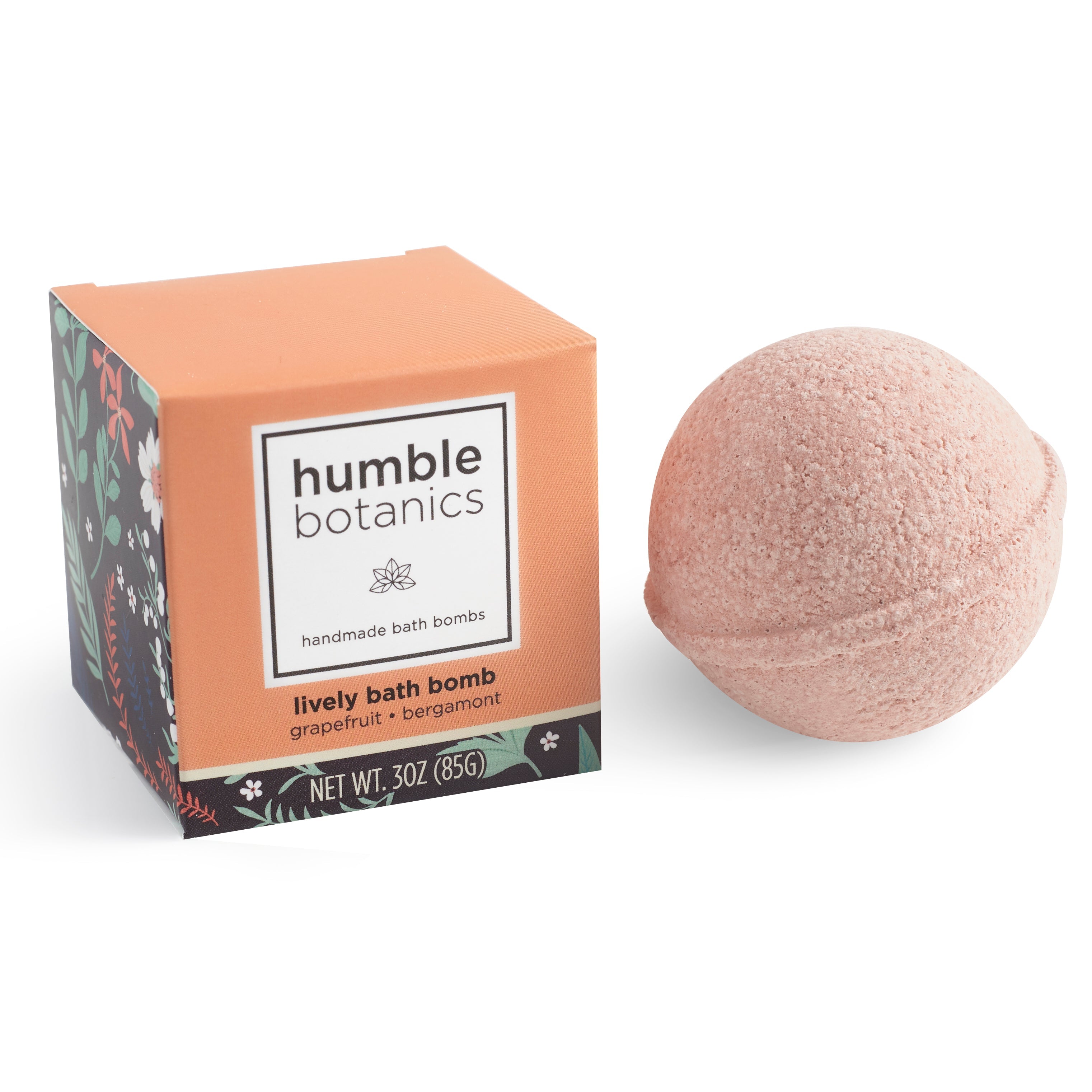 Lively Bath Bomb – Grapefruit, Bergamot & Rose Clay (3oz)