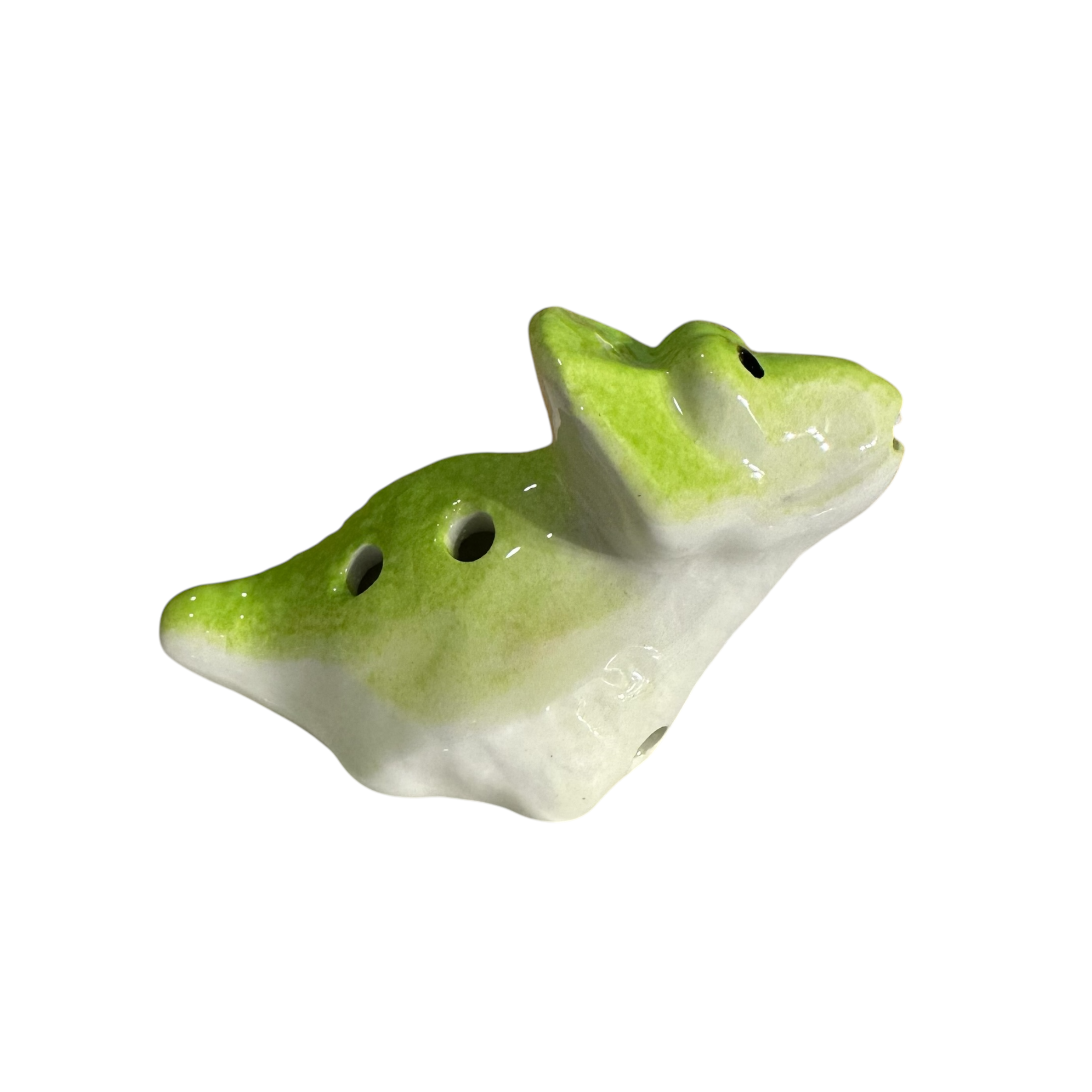 Ceramic Dinosaur Ocarina Green