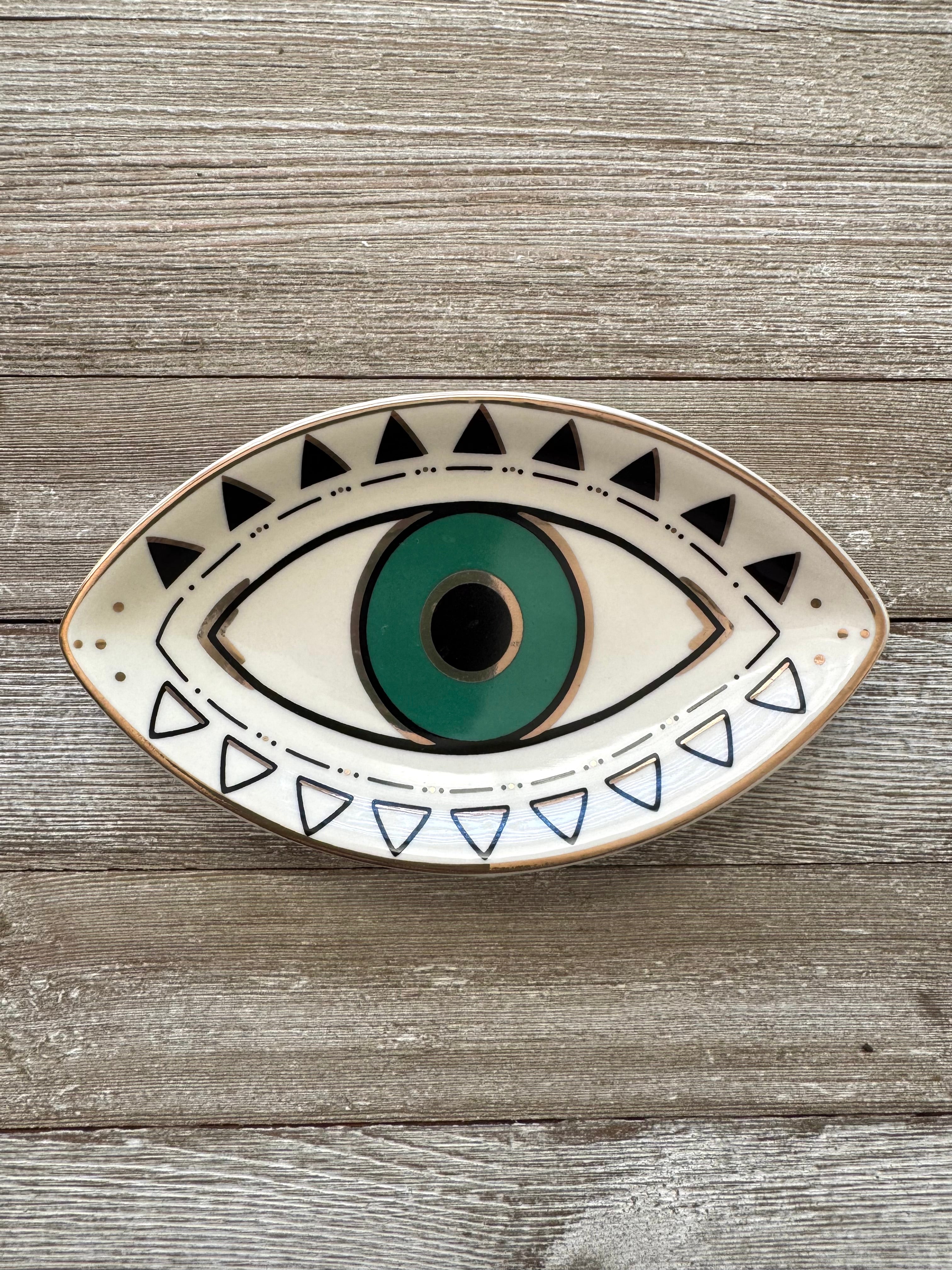 Evil Eye Symbol Ceramic Catch All Jewelry / Trinket Dish