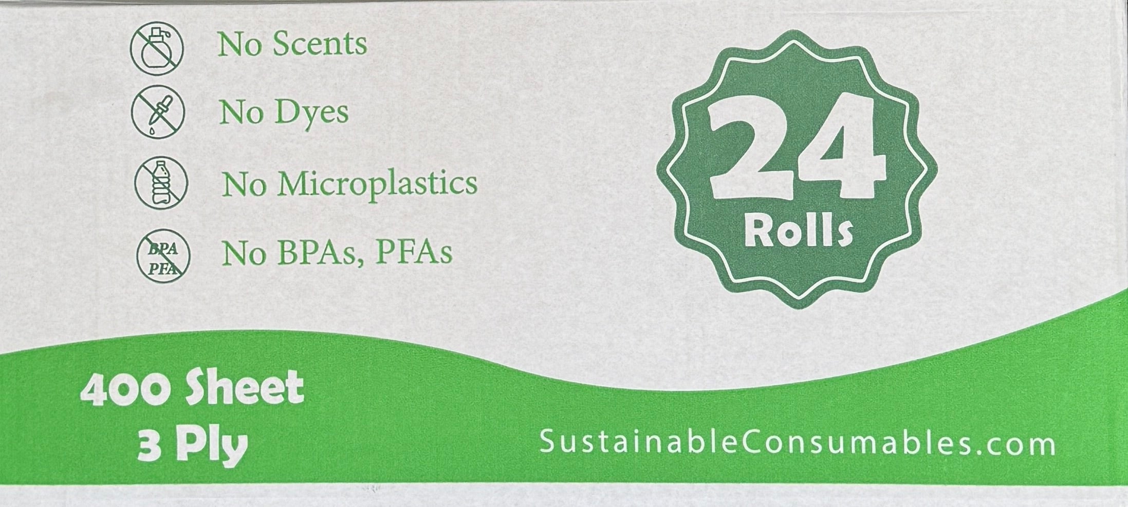 Healthy, Organic Bamboo Toilet Paper – 24 Rolls, 3-Ply, 400 Sheets Per Roll, Individually Wrapped