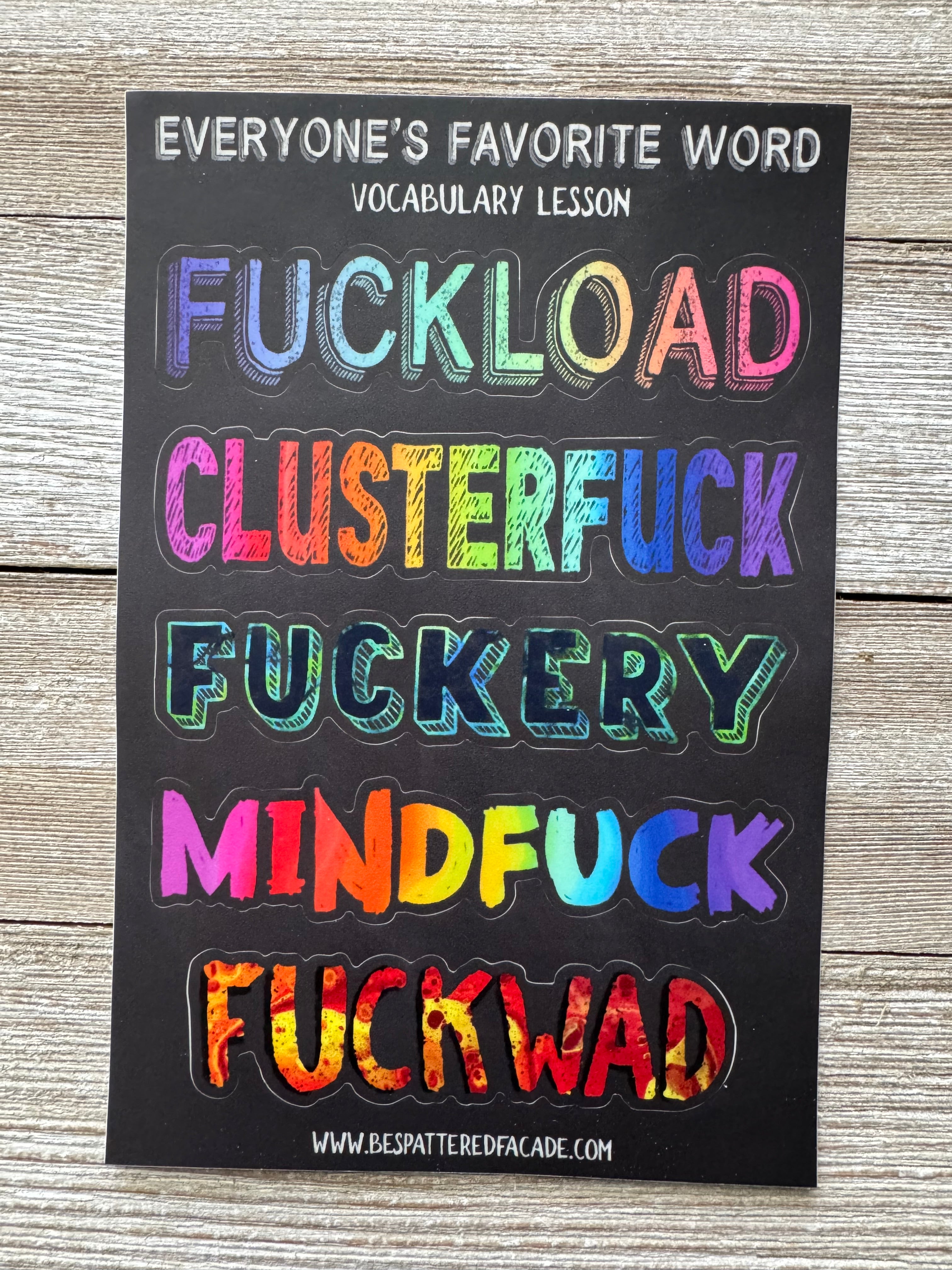 Bespattered Facade Everyone's Favorite Word Vocabulary Lesson Sticker Sheet
