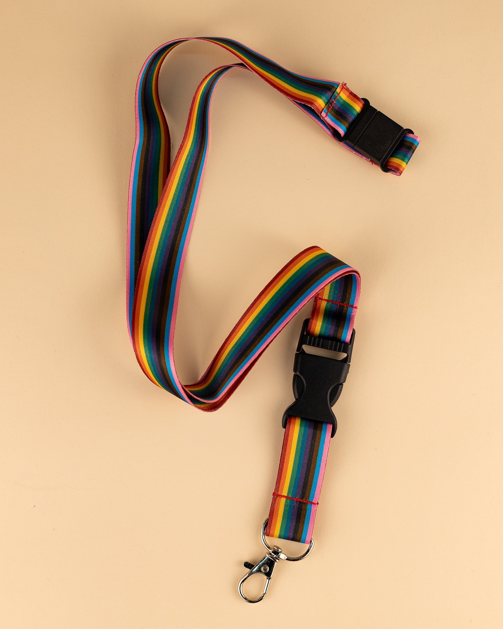 Progressive Pride Rainbow Stripes Lanyard