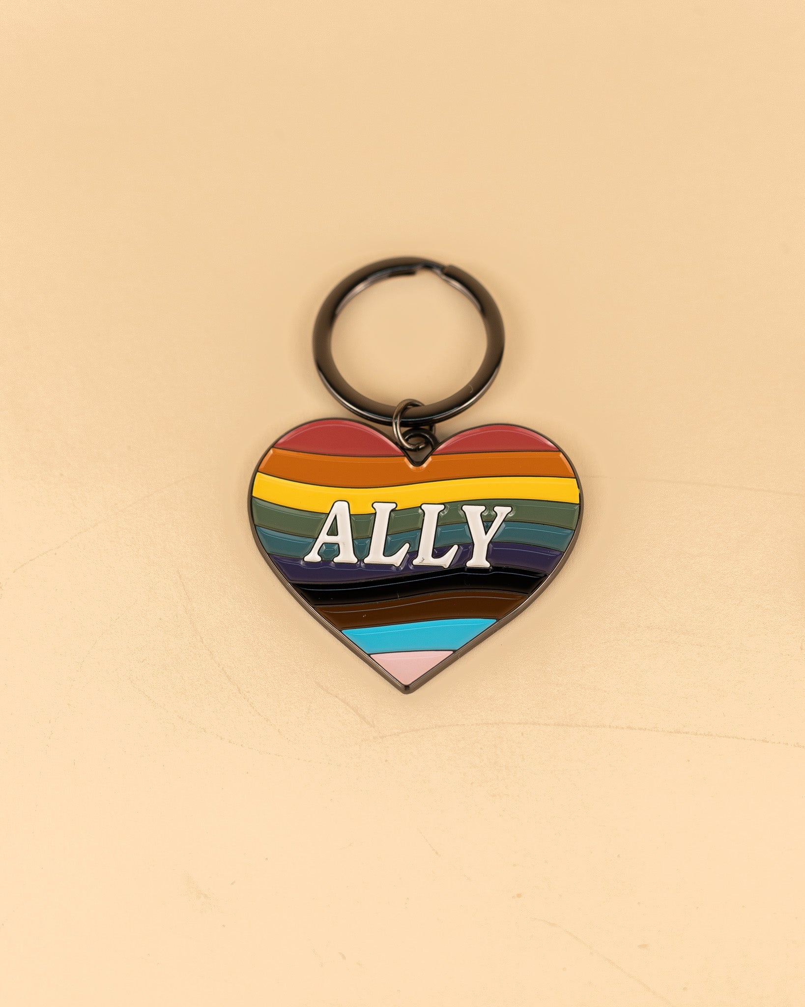 Rainbow Ally Heart Enamel Keychain