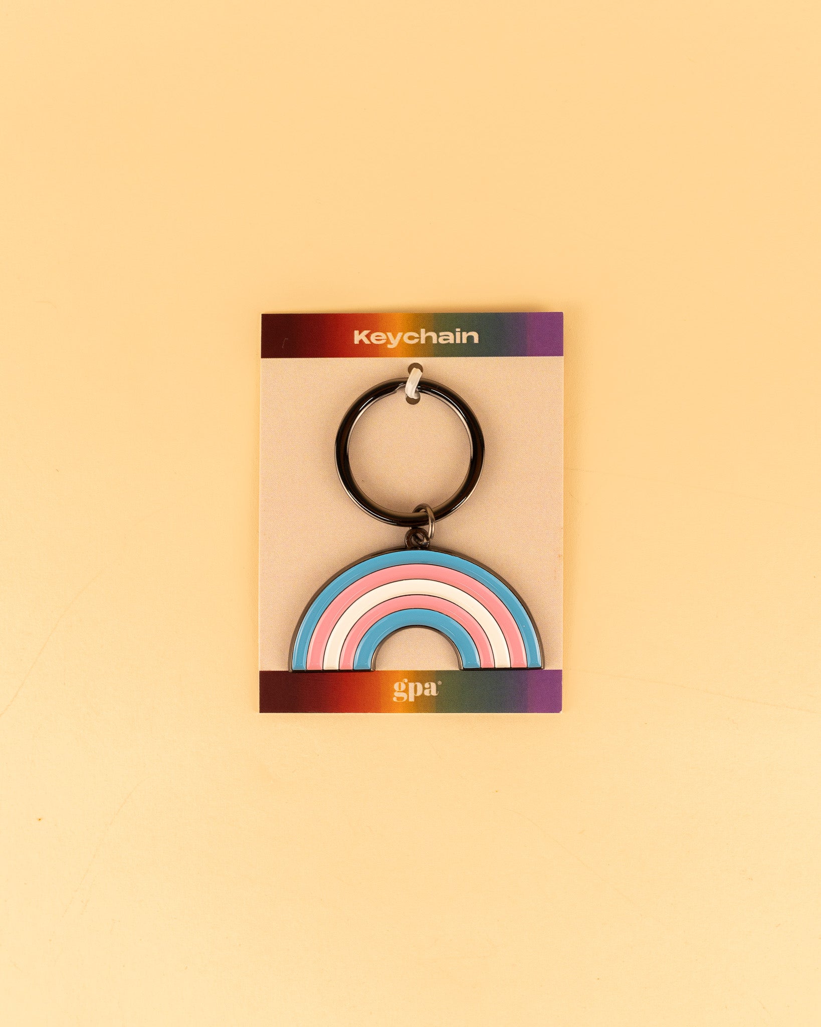 Trans Rainbow Enamel Keychain