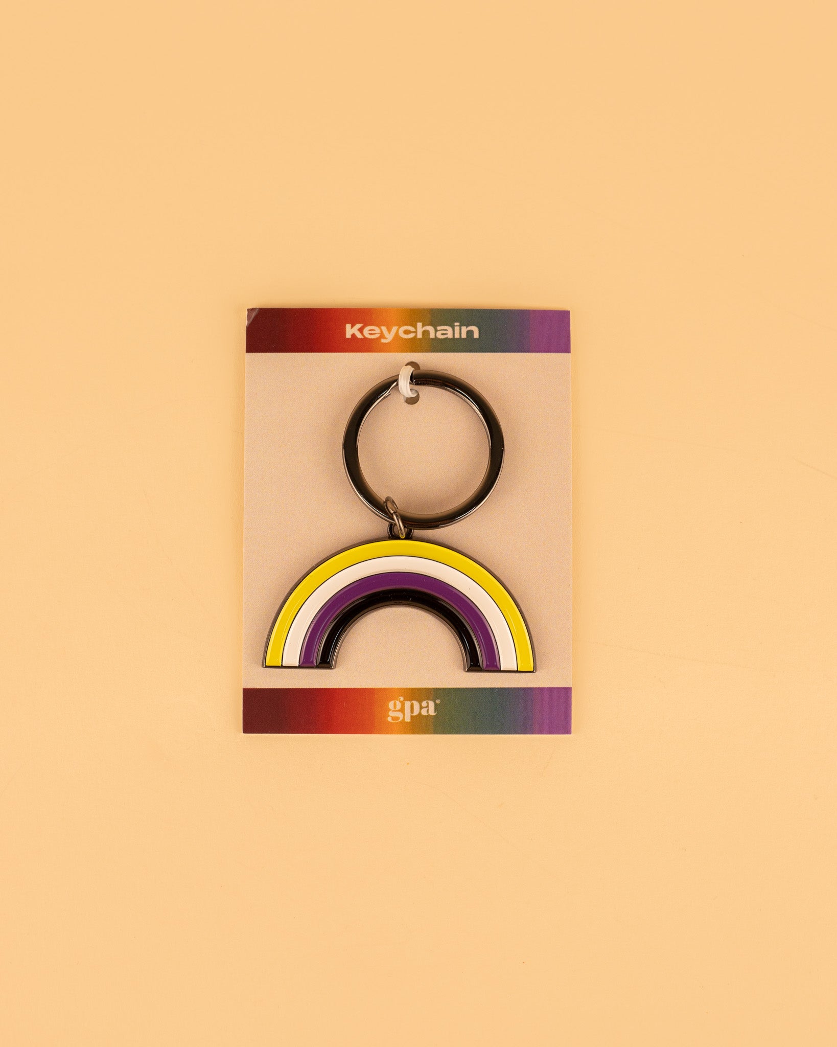 Non-Binary Rainbow Enamel Keychain