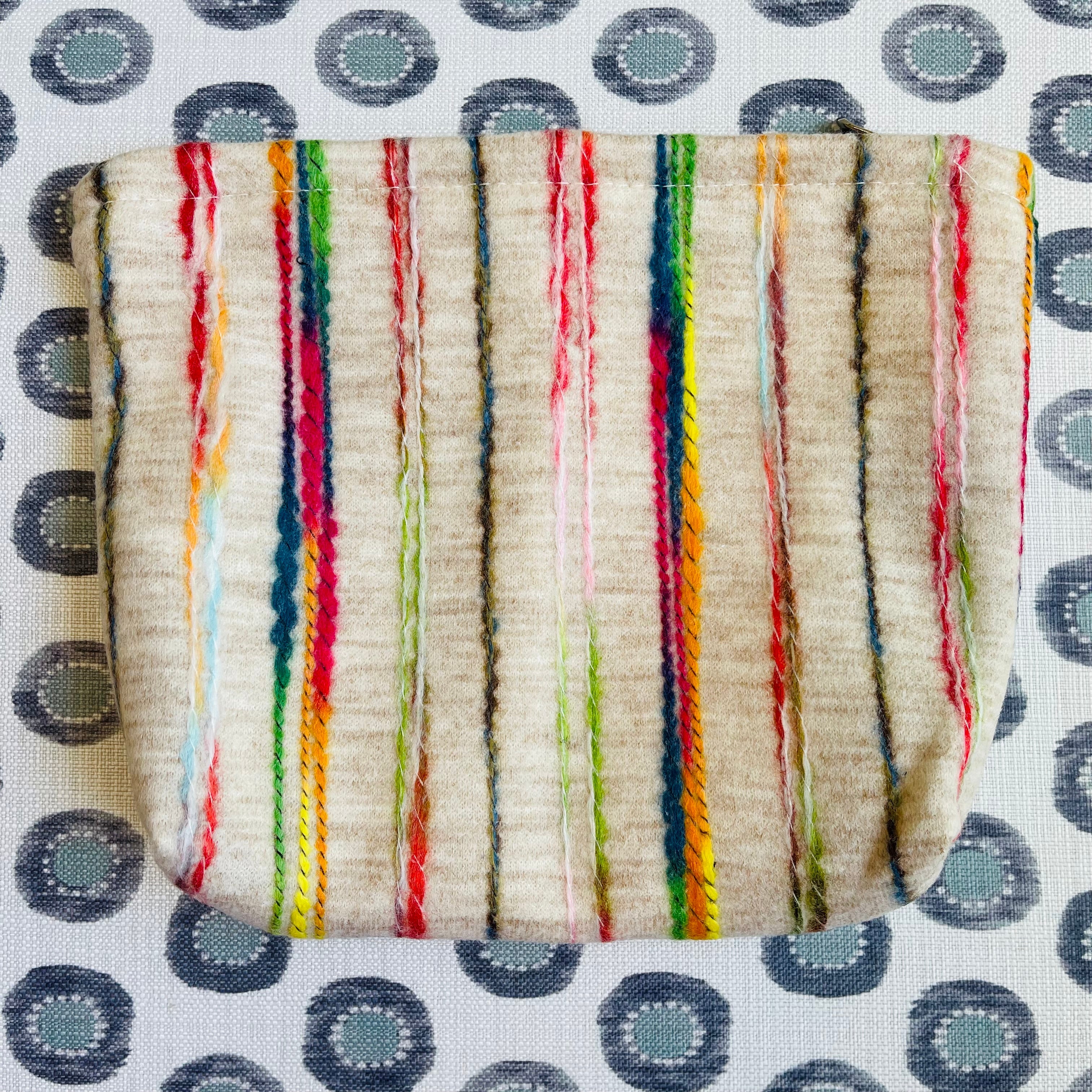 Set of 3 Rainbow Stripes Zippered Pouch Bags
