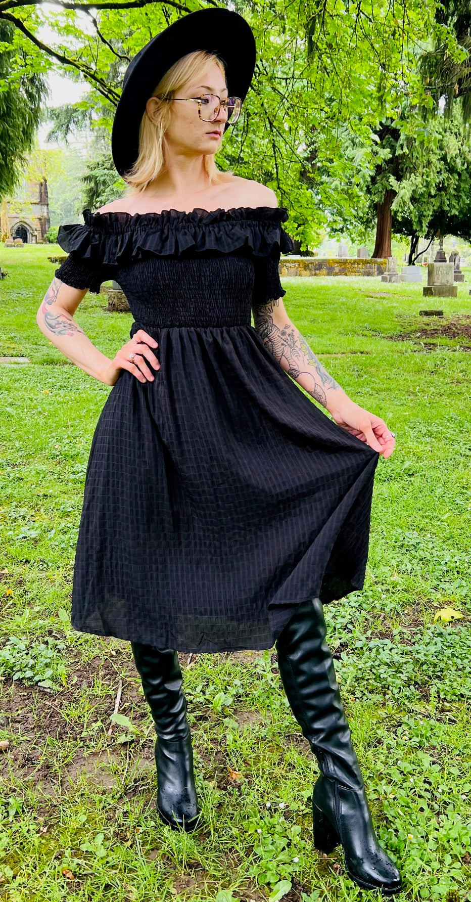 Hilda - Dark Plaid Cottage Dress - READY TO SHIP