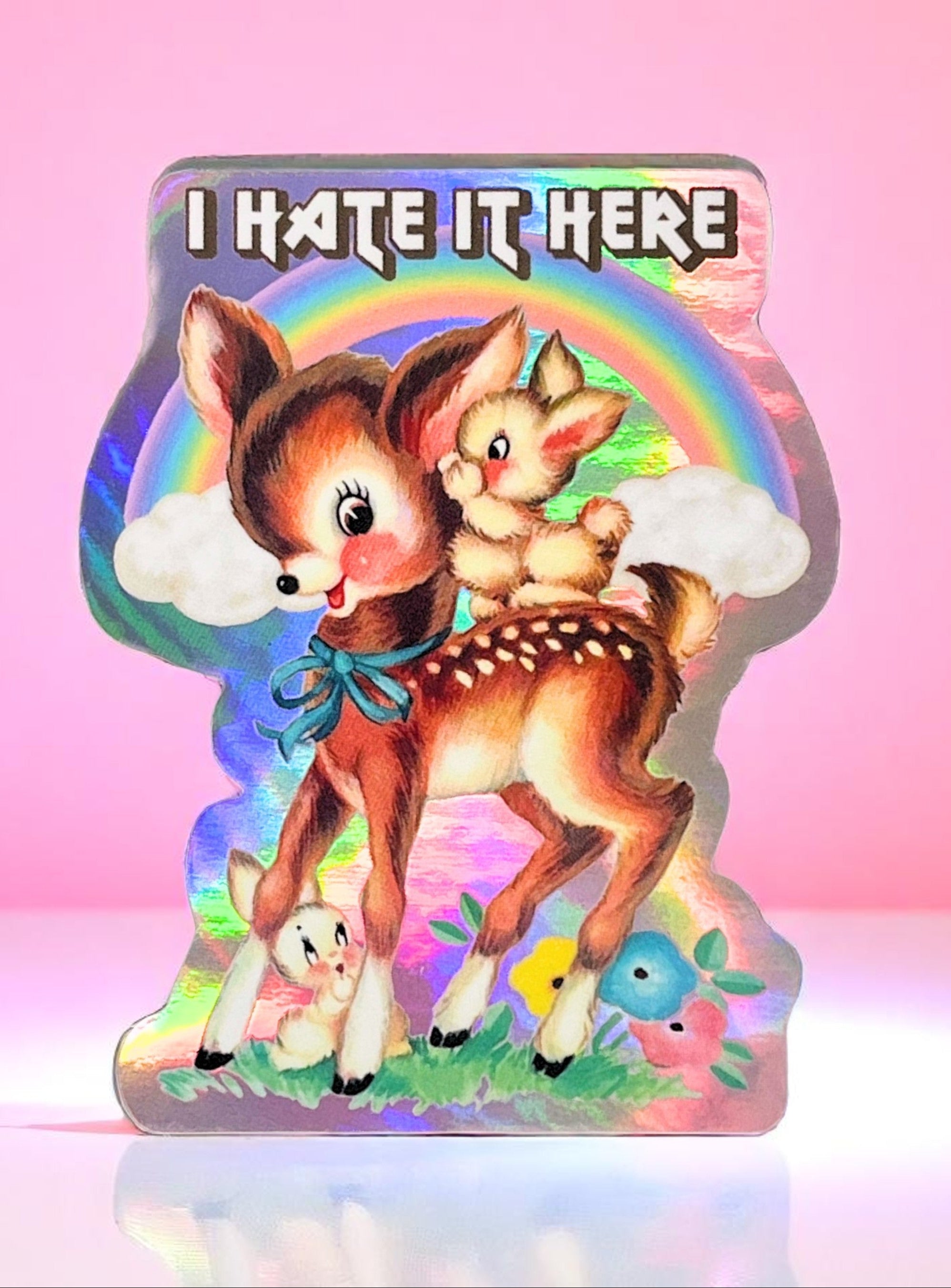 “I Hate It Here” Retro Woodland Animal Sticker Decal