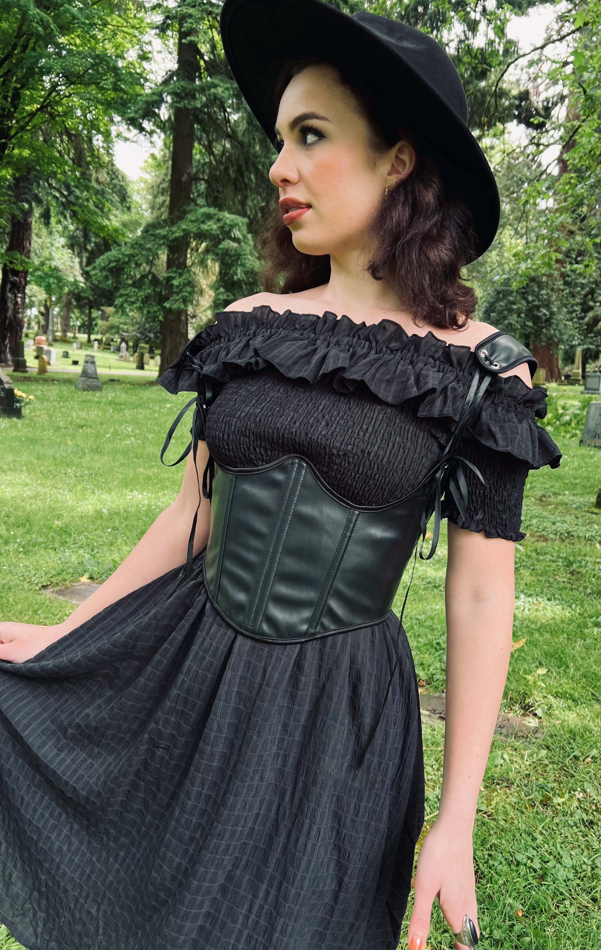 Hilda - Dark Plaid Cottage Dress - READY TO SHIP