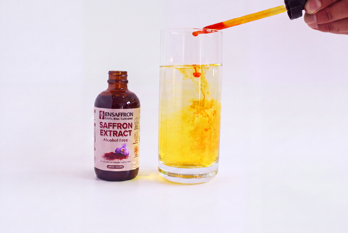 Premium Saffron Extract (Made With Pure Saffron Threads) Liquid Drops Tincture/Alcohol-Free