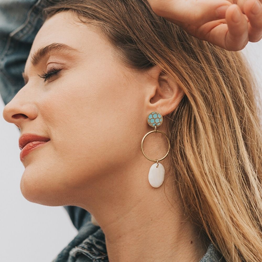 Dhavala Post Earrings - Teal Drop