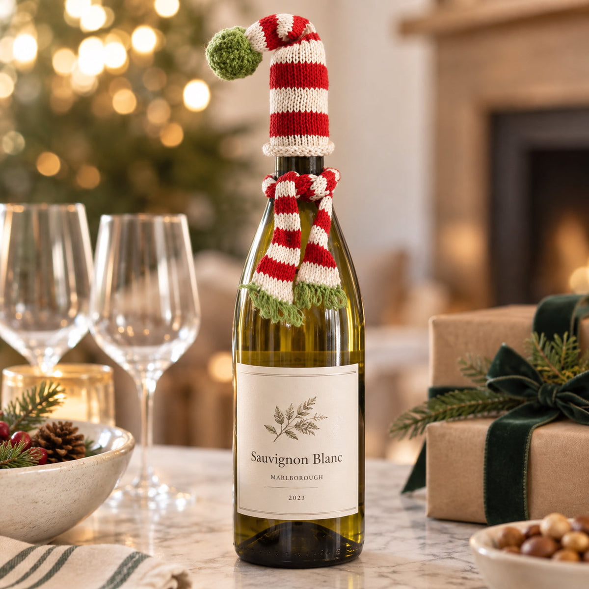 Wine Bottle Topper in Red