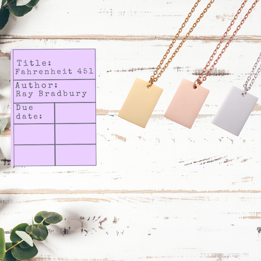 Banned Books Necklace | Library Card Charm | Book Lover Gift for Readers