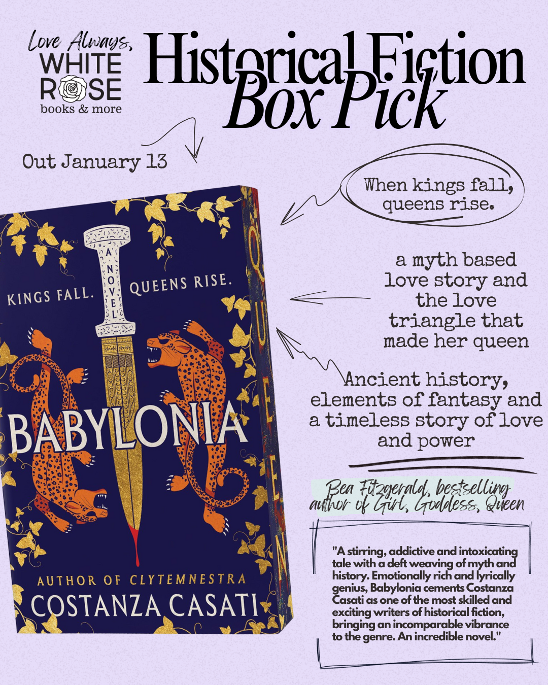 Historical Fiction Subscription Box: January Selection: Babylonia (Deluxe Edition):  A Novel by Costanza Casati