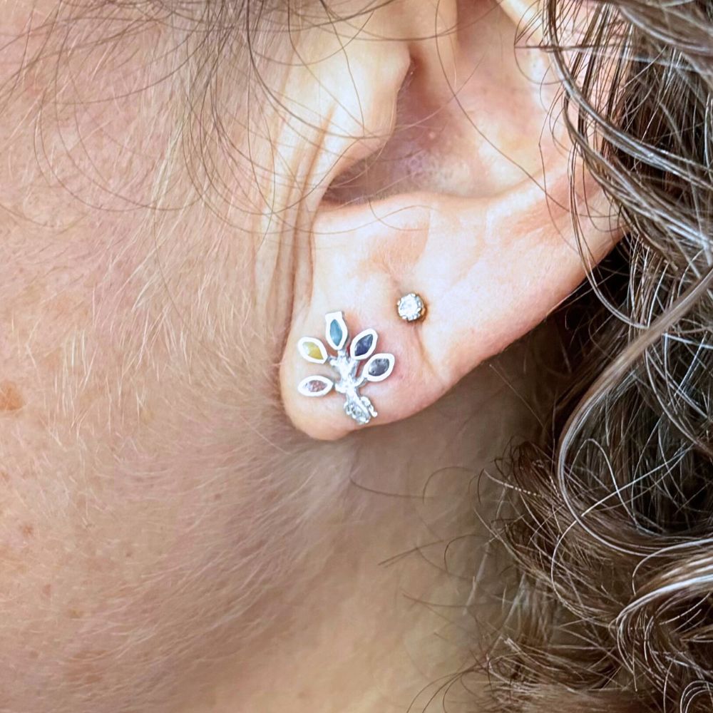 Sterling Silver Tree of Life Stud Earrings