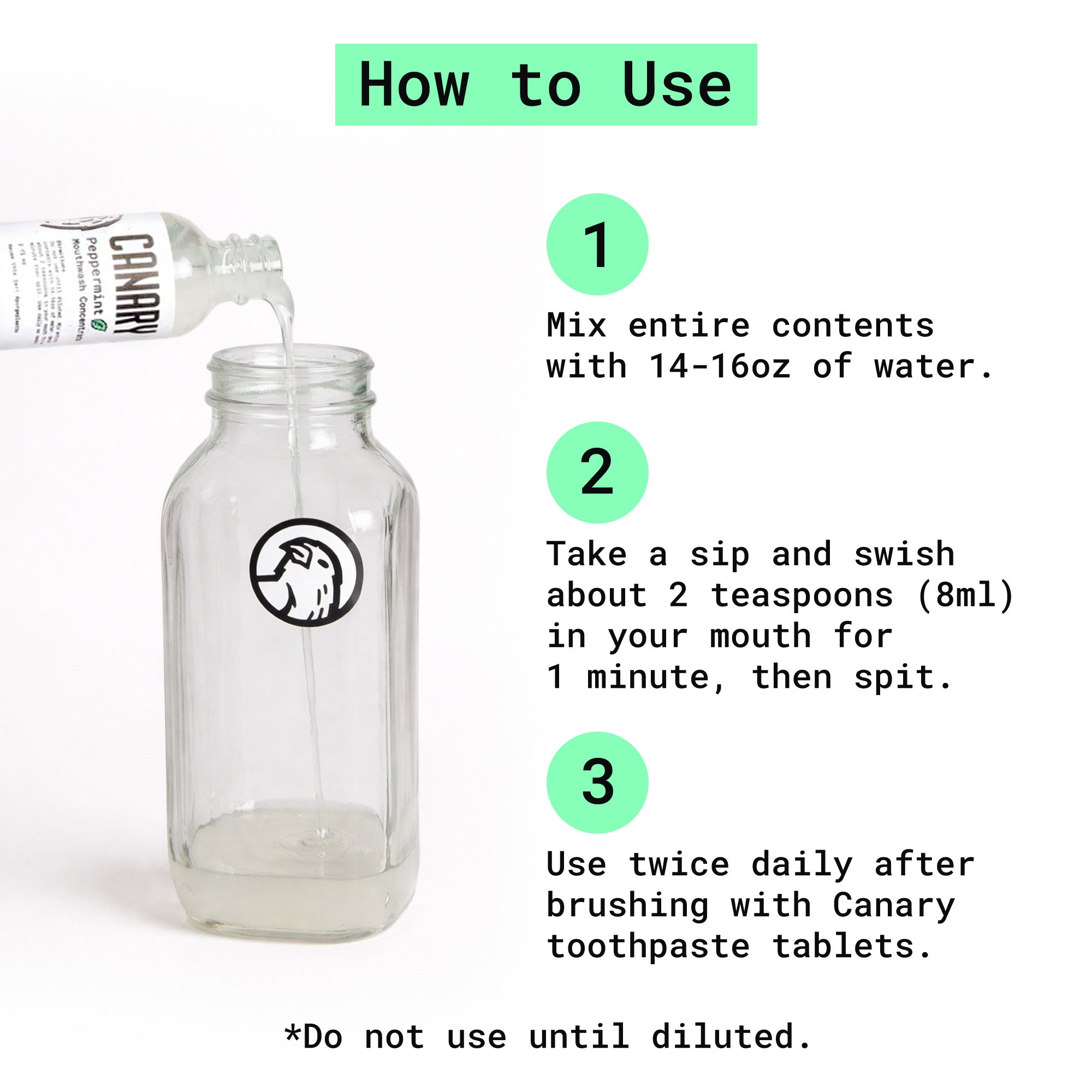 Peppermint Mouthwash Concentrate | Fluoride-Free Mouthwash with Xylitol & Aloe Vera