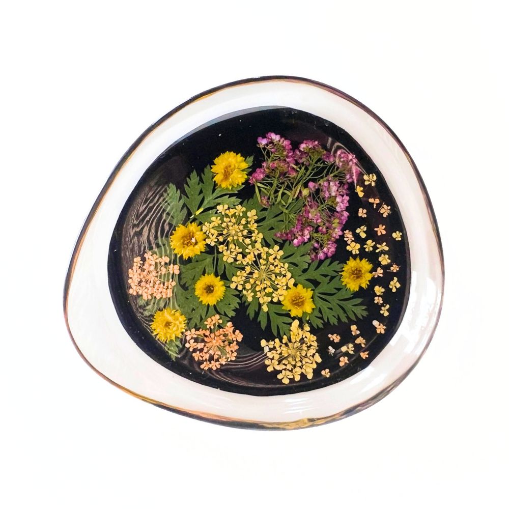 Resin Jewelry Dish - Mixed Garden Flowers