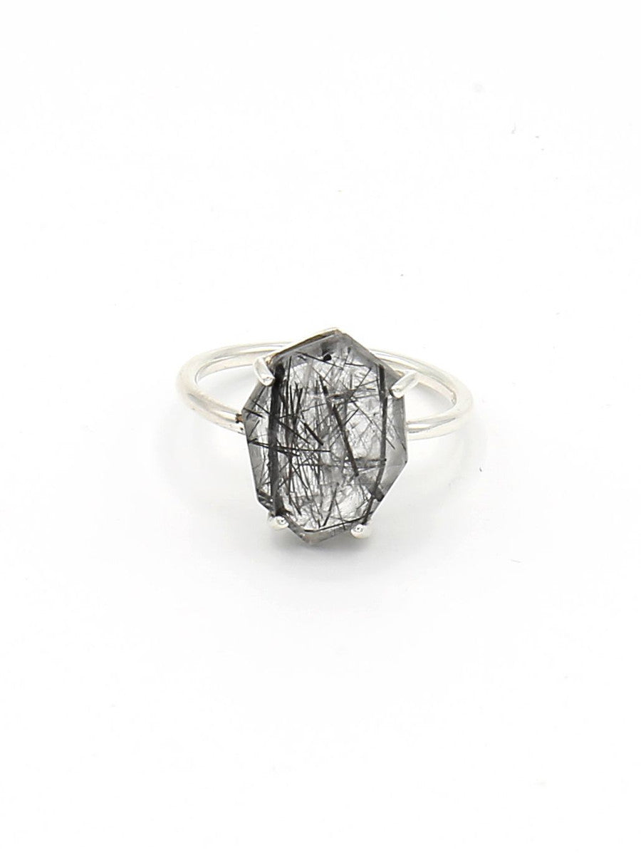 Organic Cut Sterling Ring - Rutile Quartz