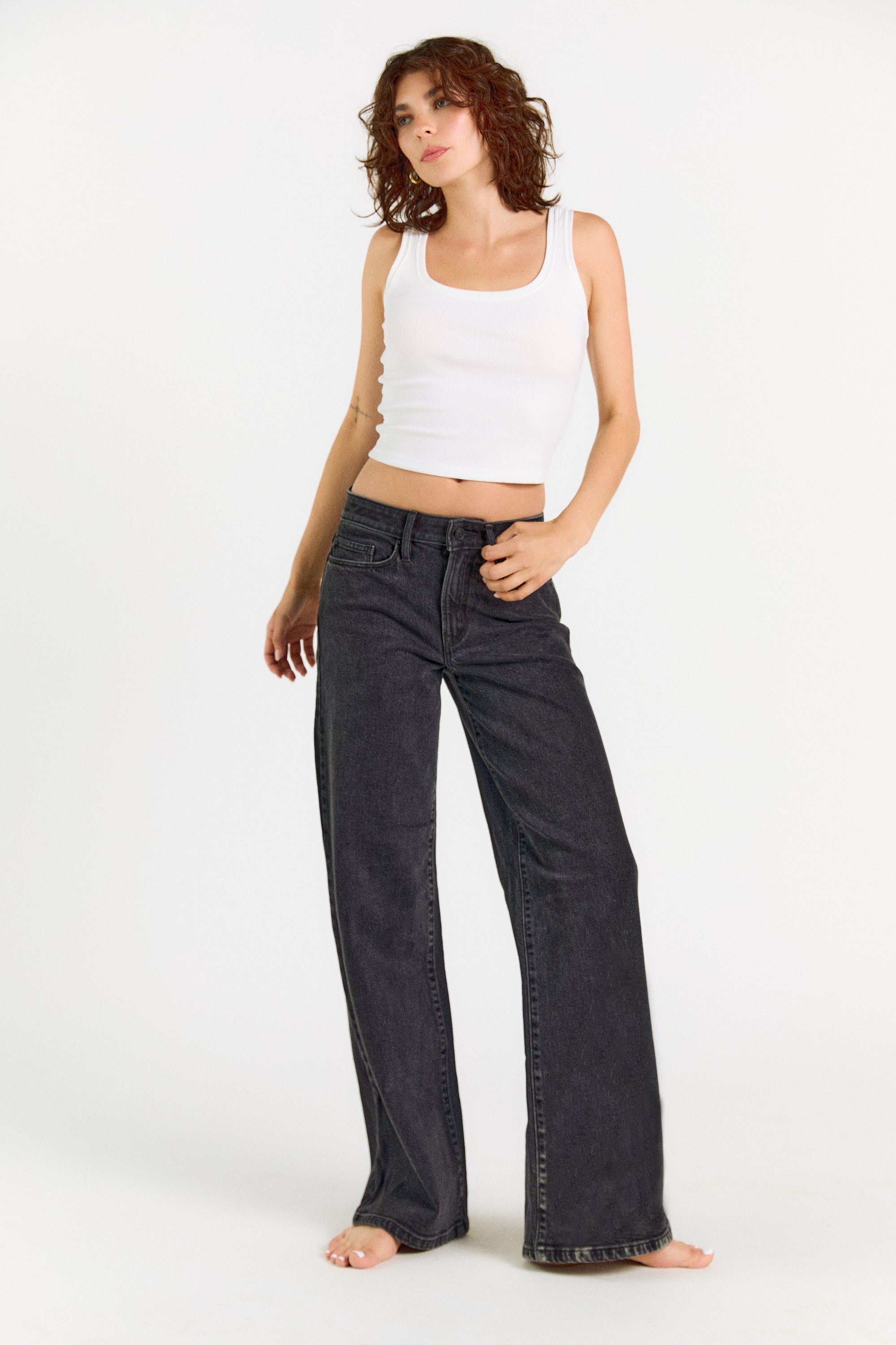 The Rebel Wide Leg - Carbon