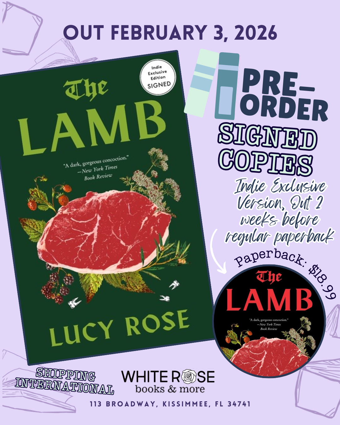 Pre-Order: The Lamb: A Novel by Lucy Rose INDIE EXCLUSIVE EDITION (SIGNED)