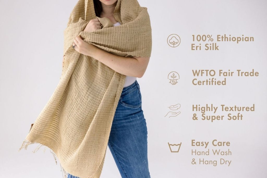 Queen Saba Handwoven Ethiopian Silk Shawl