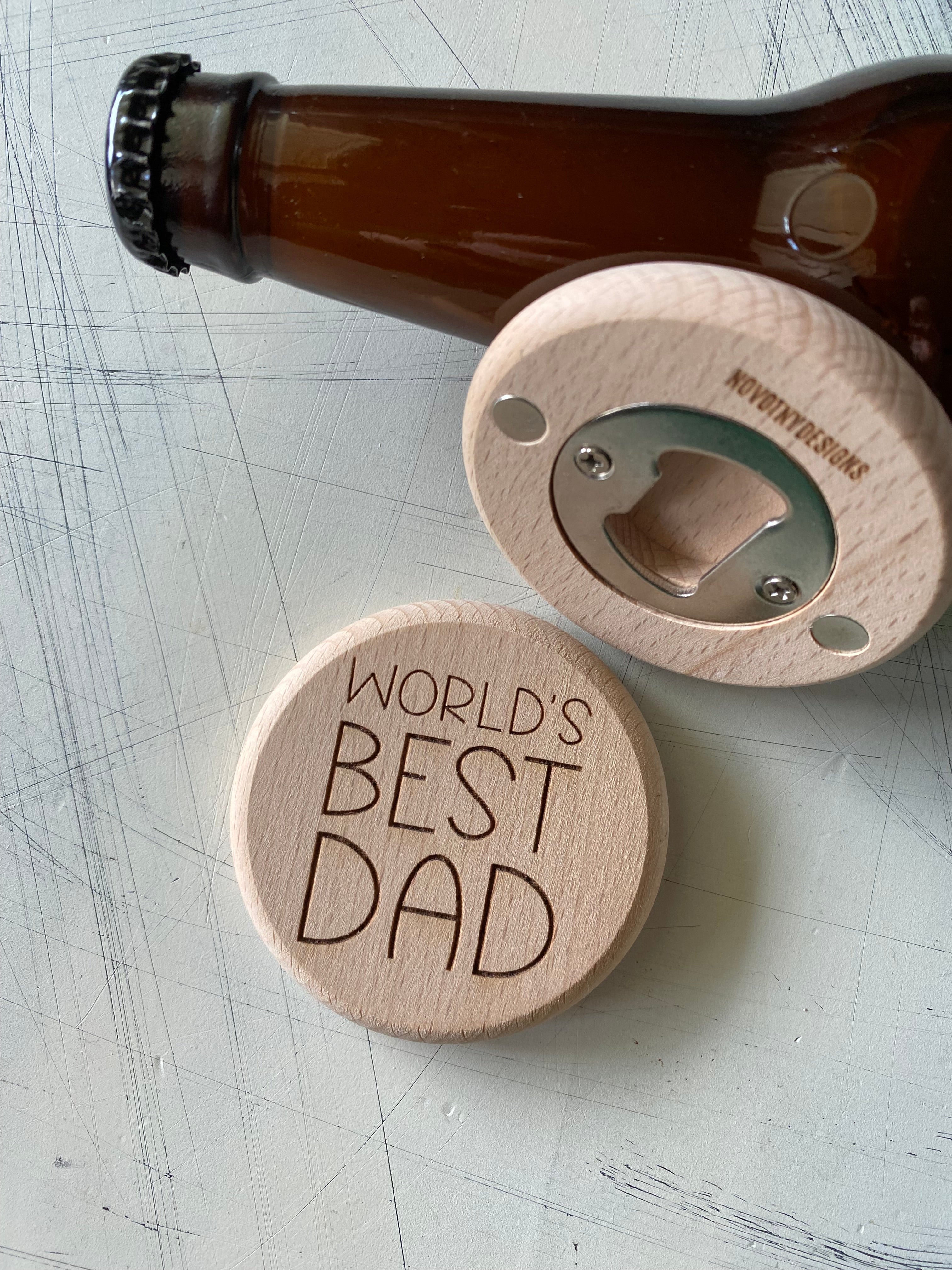 World’s Best Dad - magnetic wood bottle opener