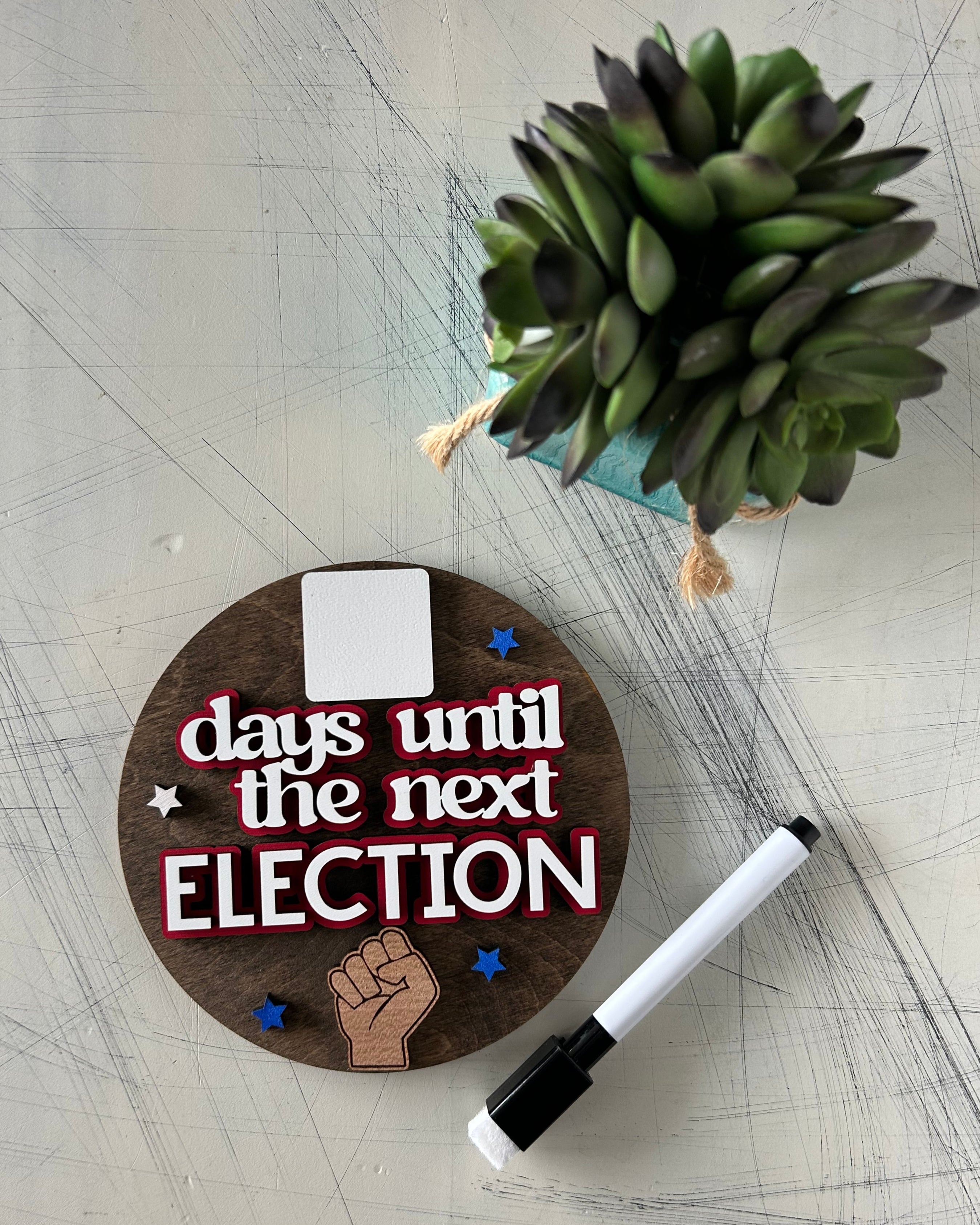 Election Countdown Sign with Dry Erase Marker