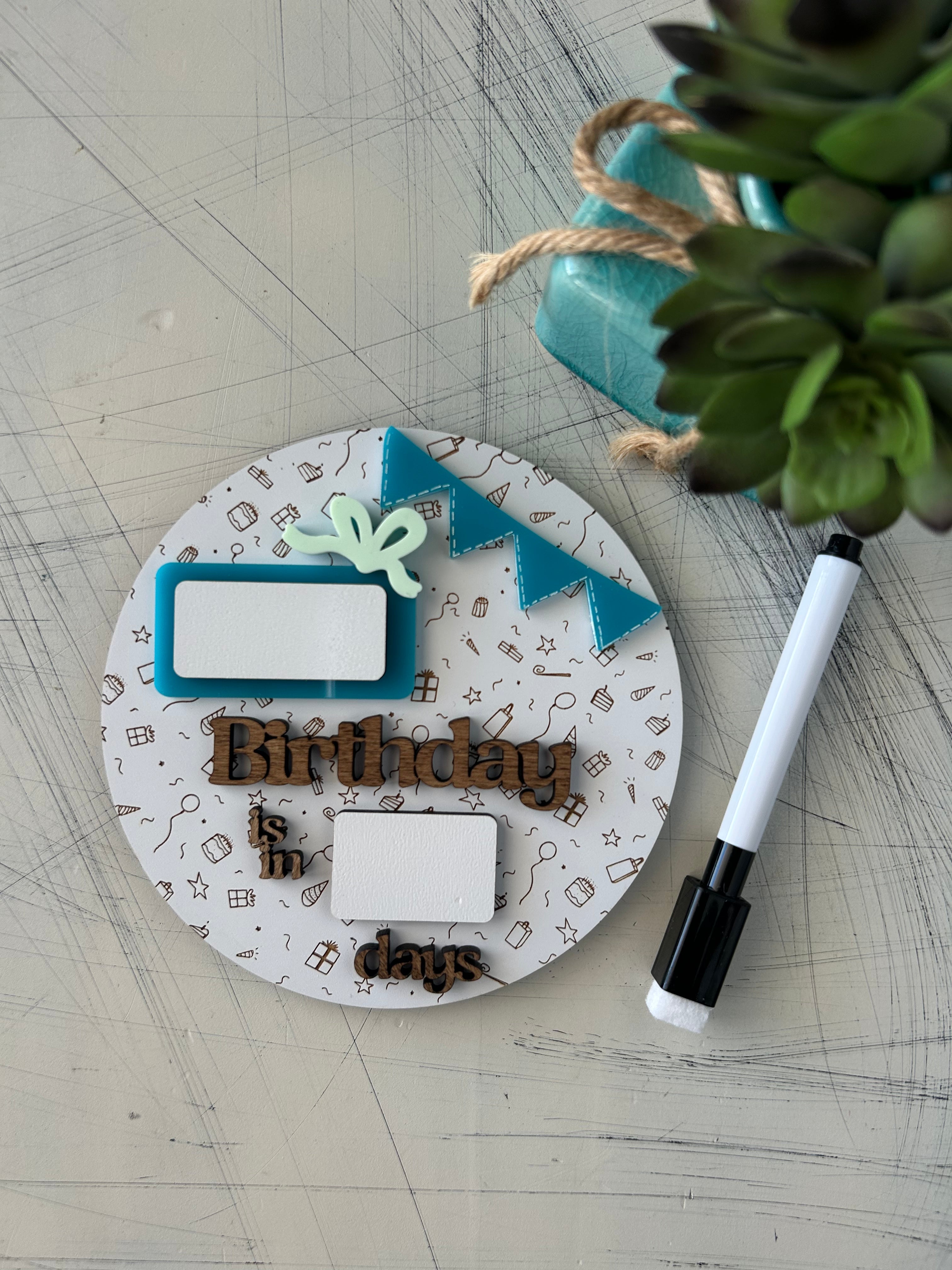 Dry Erase Birthday Countdown Sign
