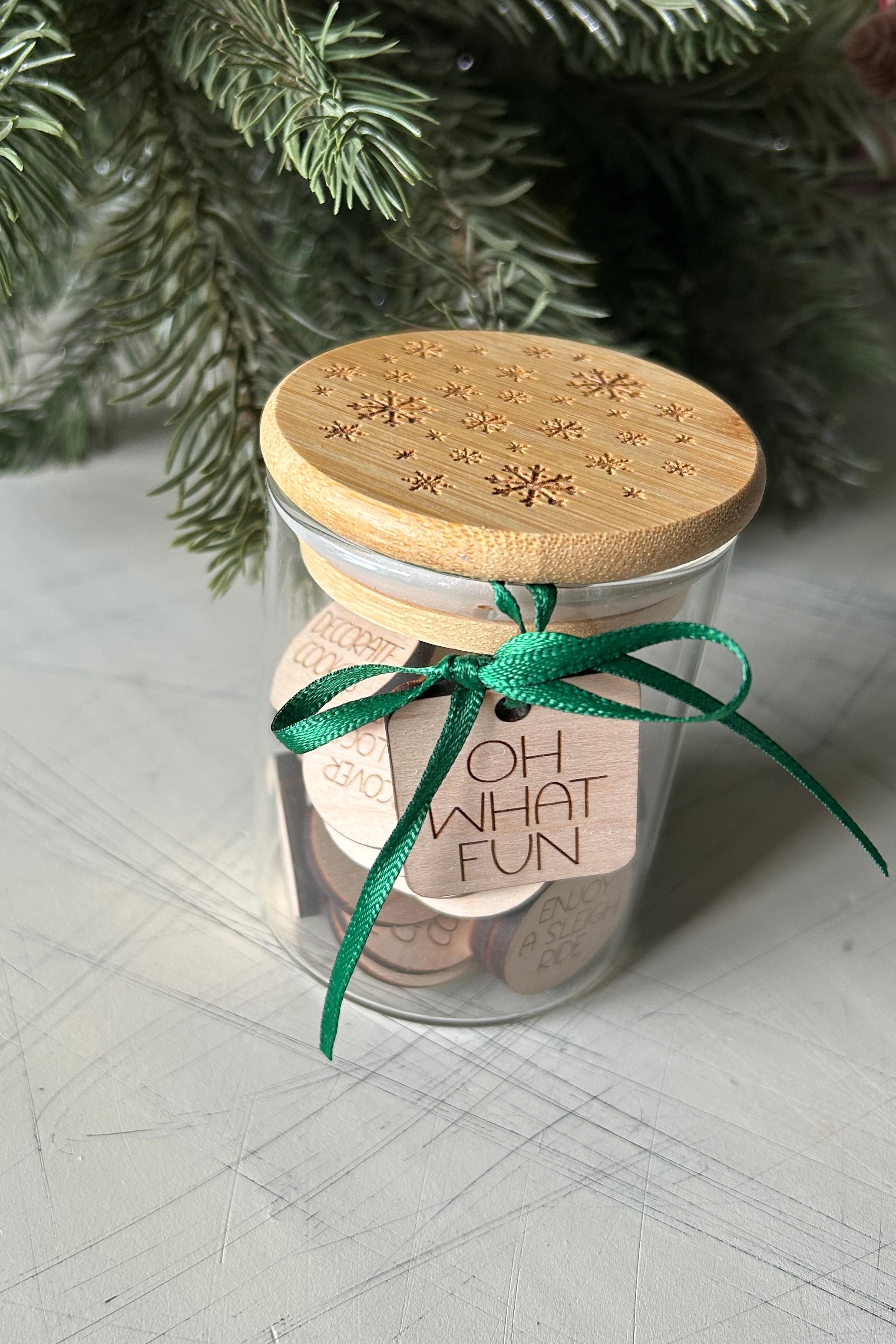 Holiday family fun - winter activity token jar - 30 wood tokens