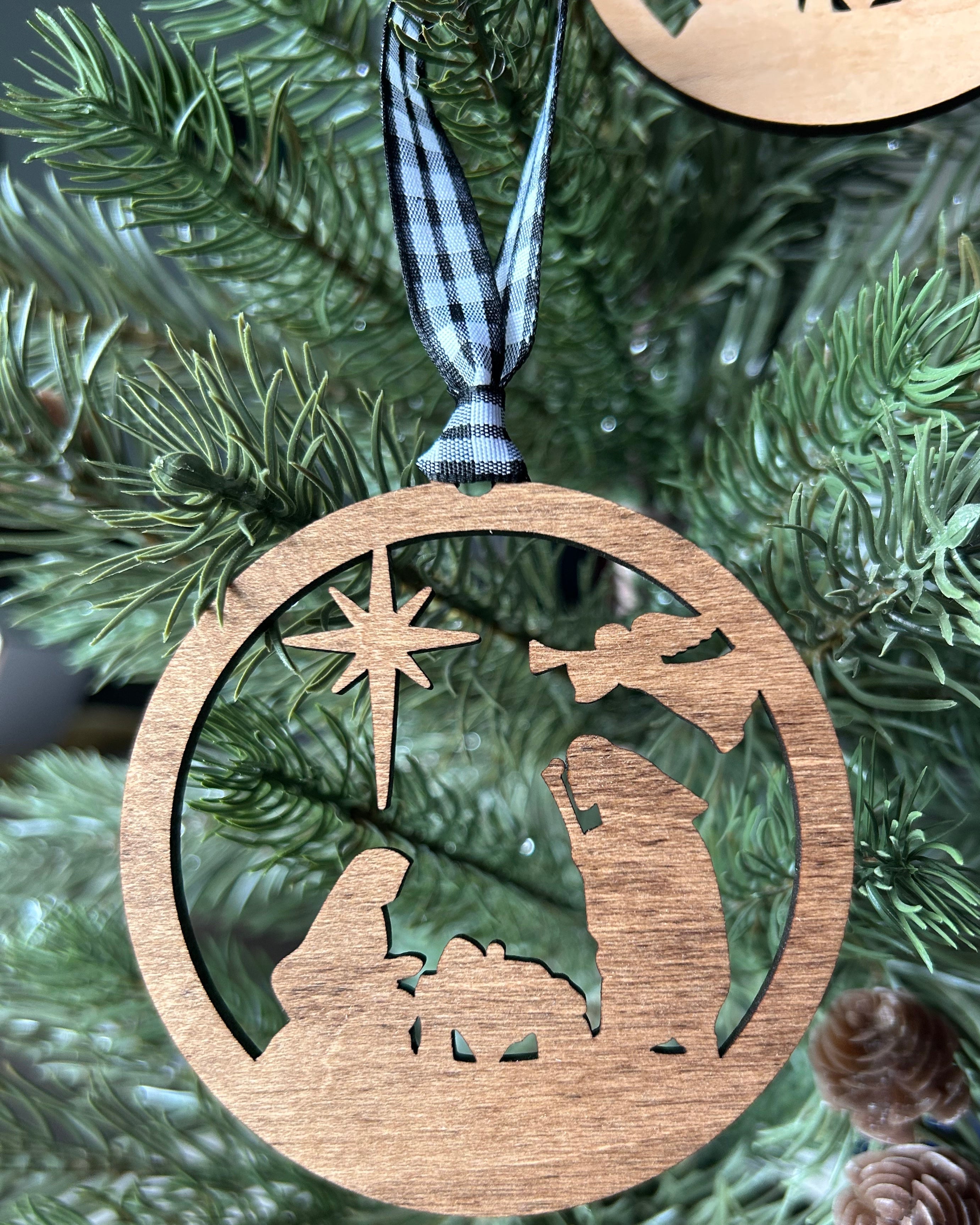 Nativity Minimalist Wood Cutout Ornament