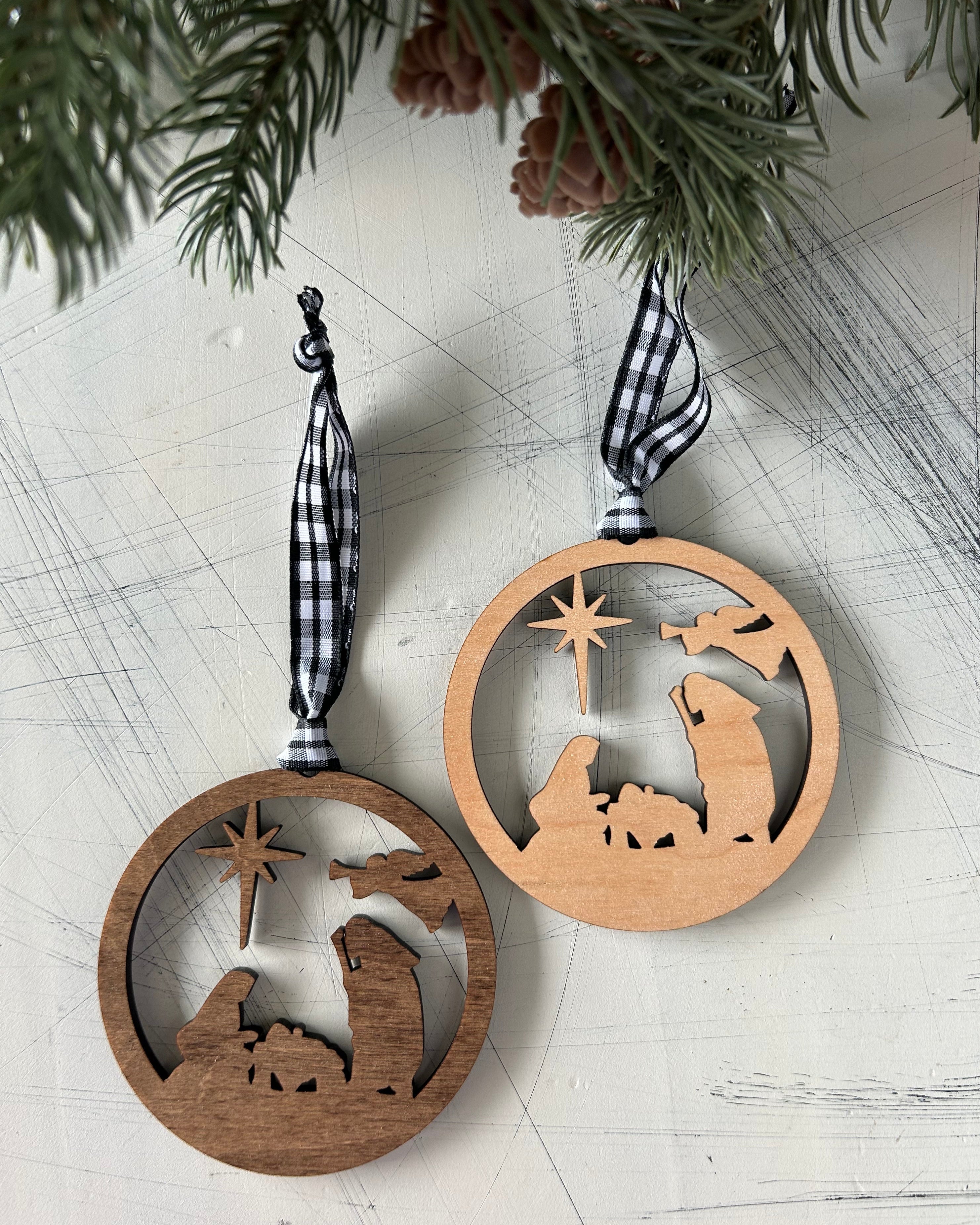 Nativity Minimalist Wood Cutout Ornament