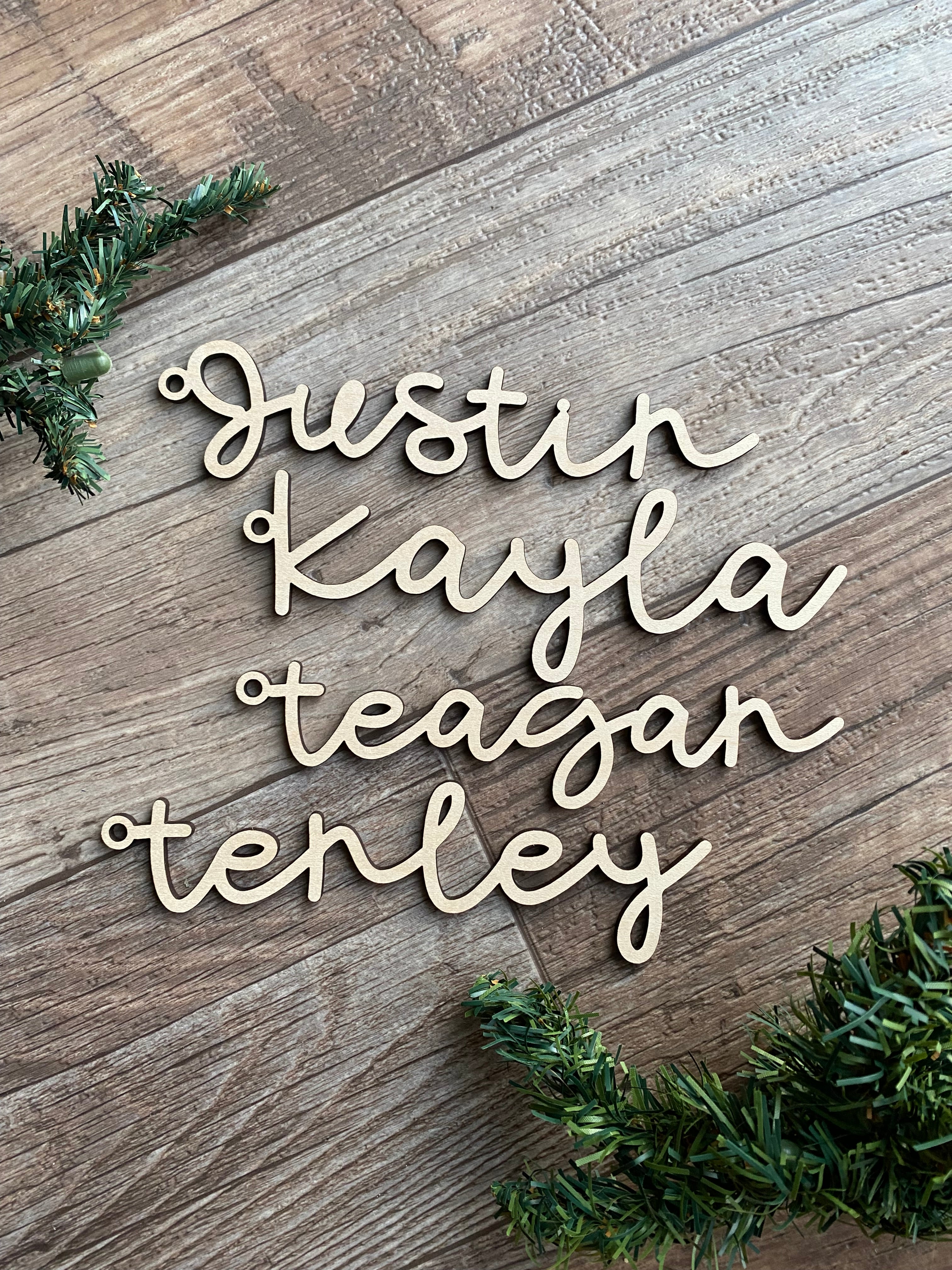 Stocking tags - 7" wood names