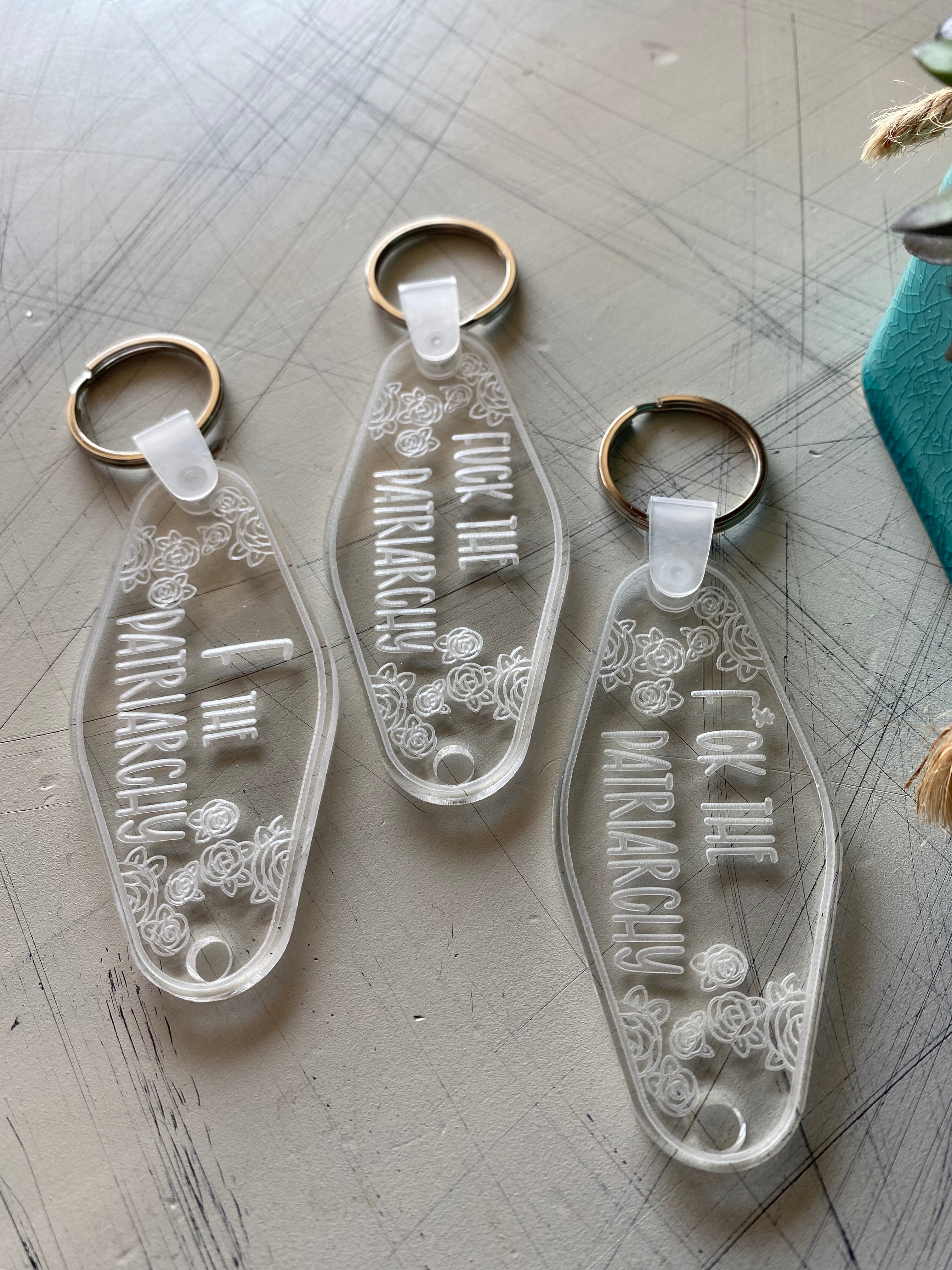 F the Patriarchy - Clear Motel-style Keychain