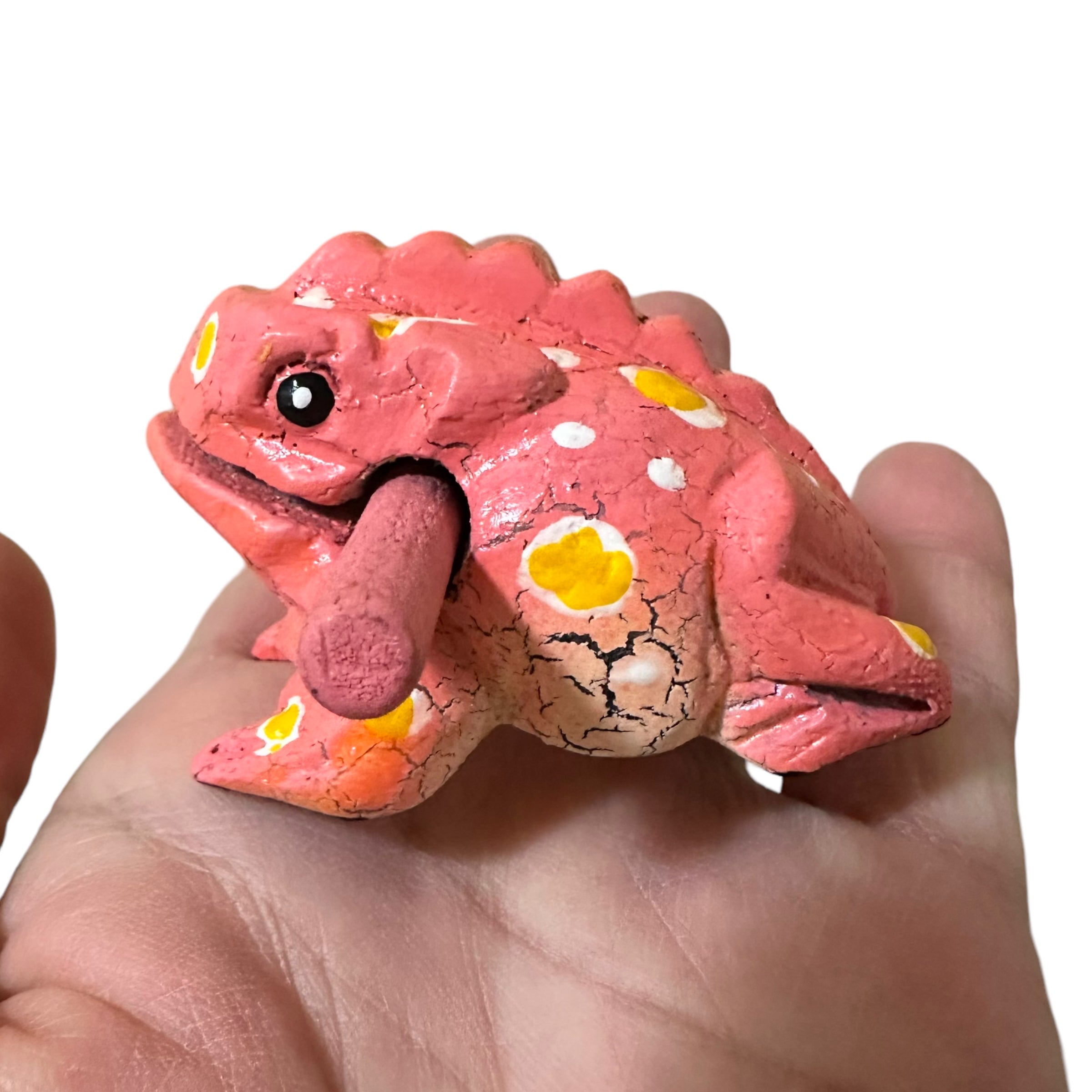 1.5" Extra Small Peach Frog Musical Frog Percussion Instrument