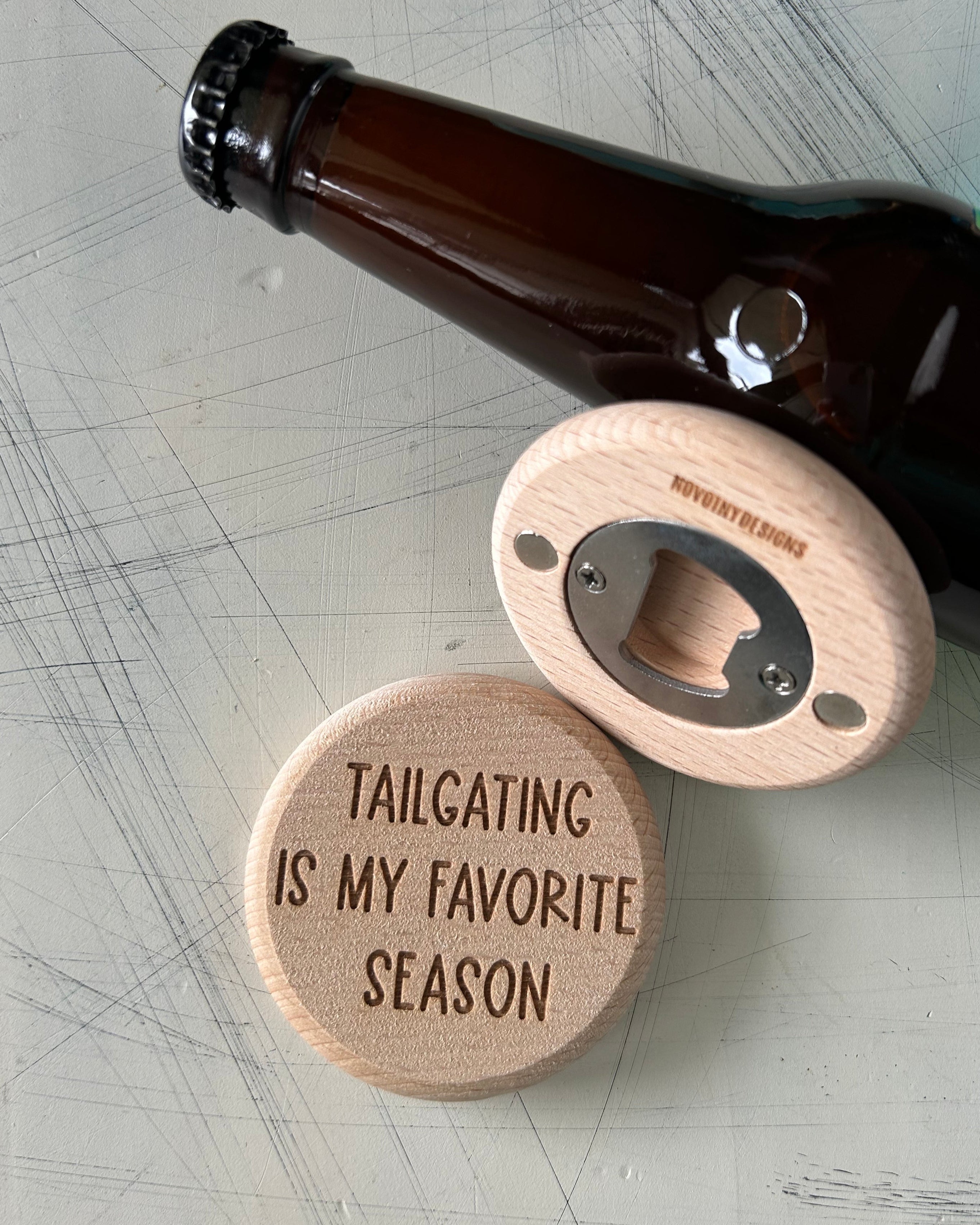 Tailgating is my favorite season - magnetic wood bottle opener