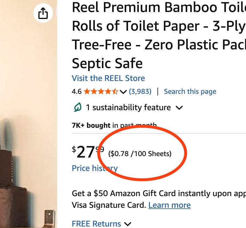 Healthy Bamboo Toilet Paper – 80 Rolls, 3-Ply, 400 Sheets, Bulk for Business, Commercial & Schools