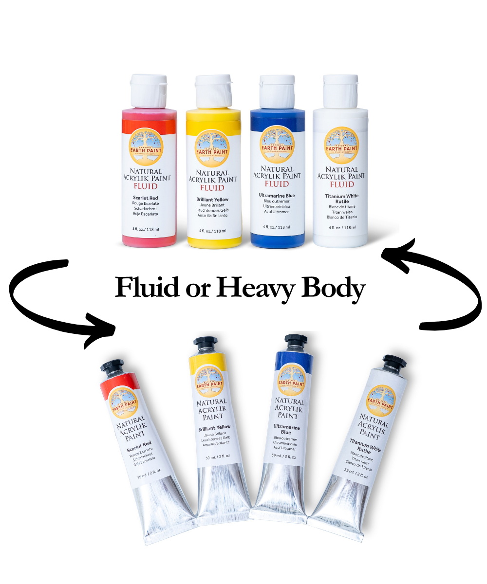 Primary Colors + White Acrylik Paint Set - Fluid or Heavy Body