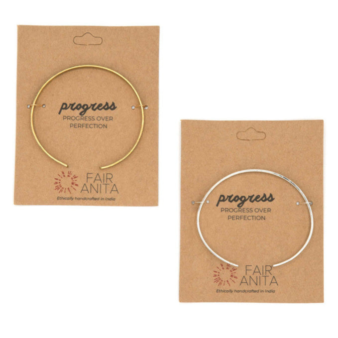 Progress Over Perfection Quote Cuff